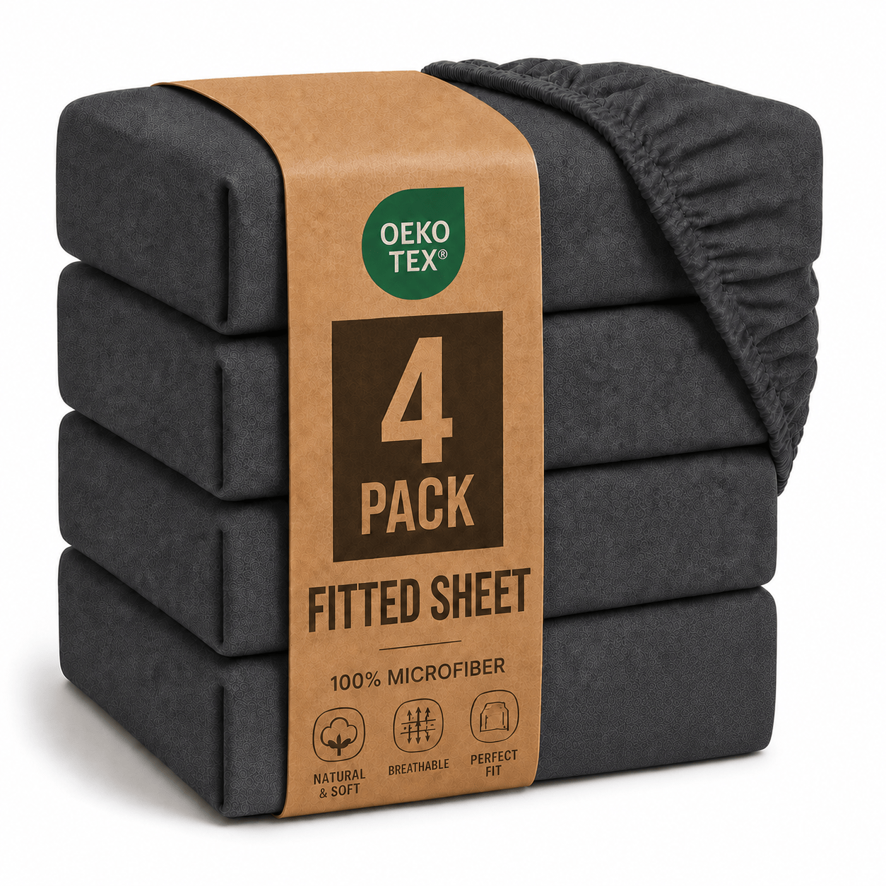 Image of 4-piece Set Fitted Sheets 100% Microfiber With Elastic Band, Soft Fitted Sheets For Mattresses, -tex Certified, 90x200, 140x200, 160x200, 180x200, 200x200 Cm, 11 Colors