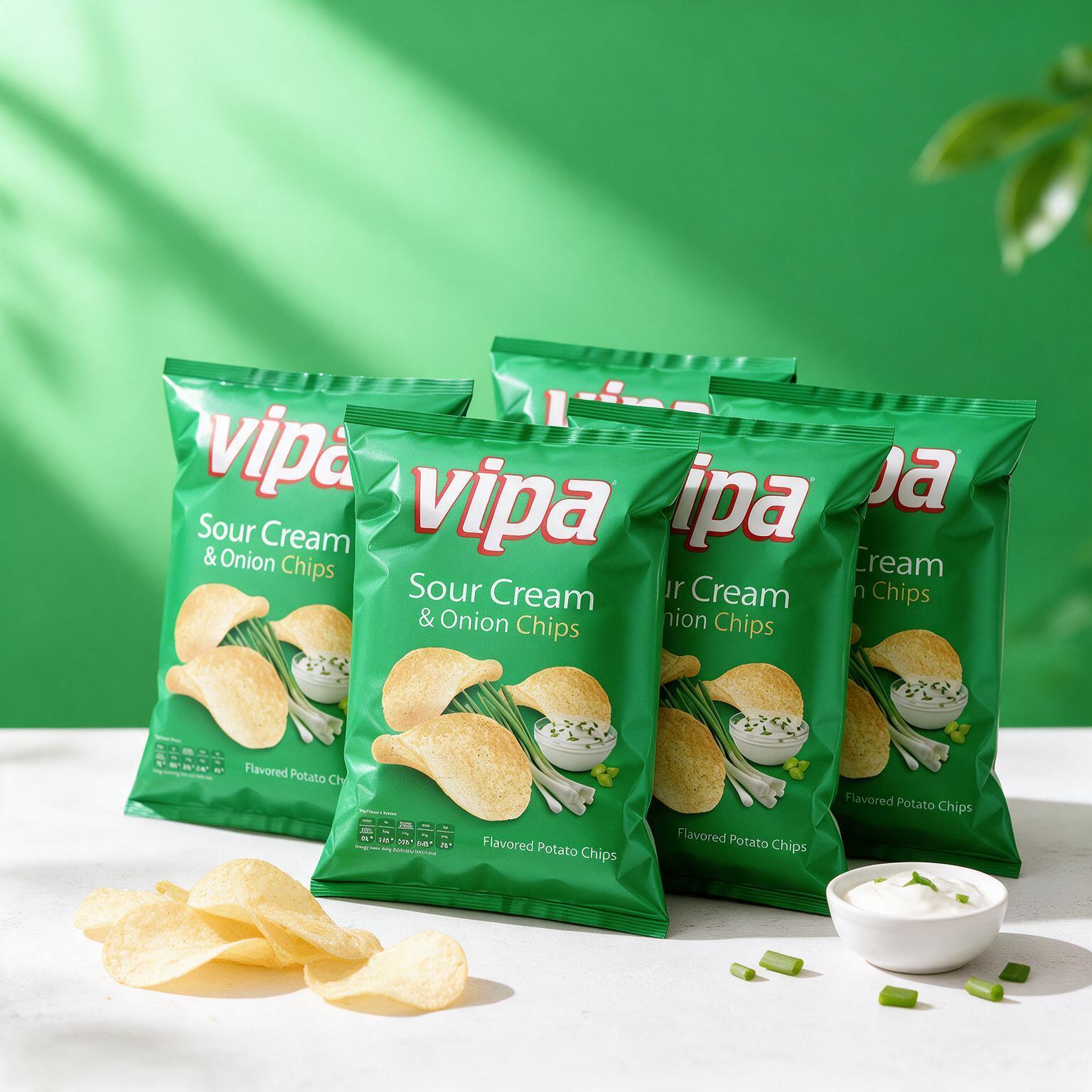 Image of 6-pack - Vipa Chips Sour Cream & Onion - Crispy, Golden Potato Chips With The Perfect Crunch 6x 30g
