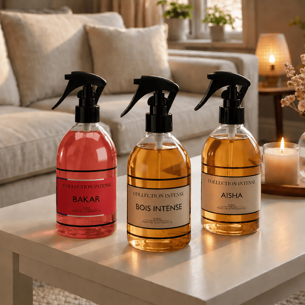 TEMU Lot de 3 Sprays Textiles COLLECTION (250ml x 3) Parfum d'Ambiance Bois + Bakara +