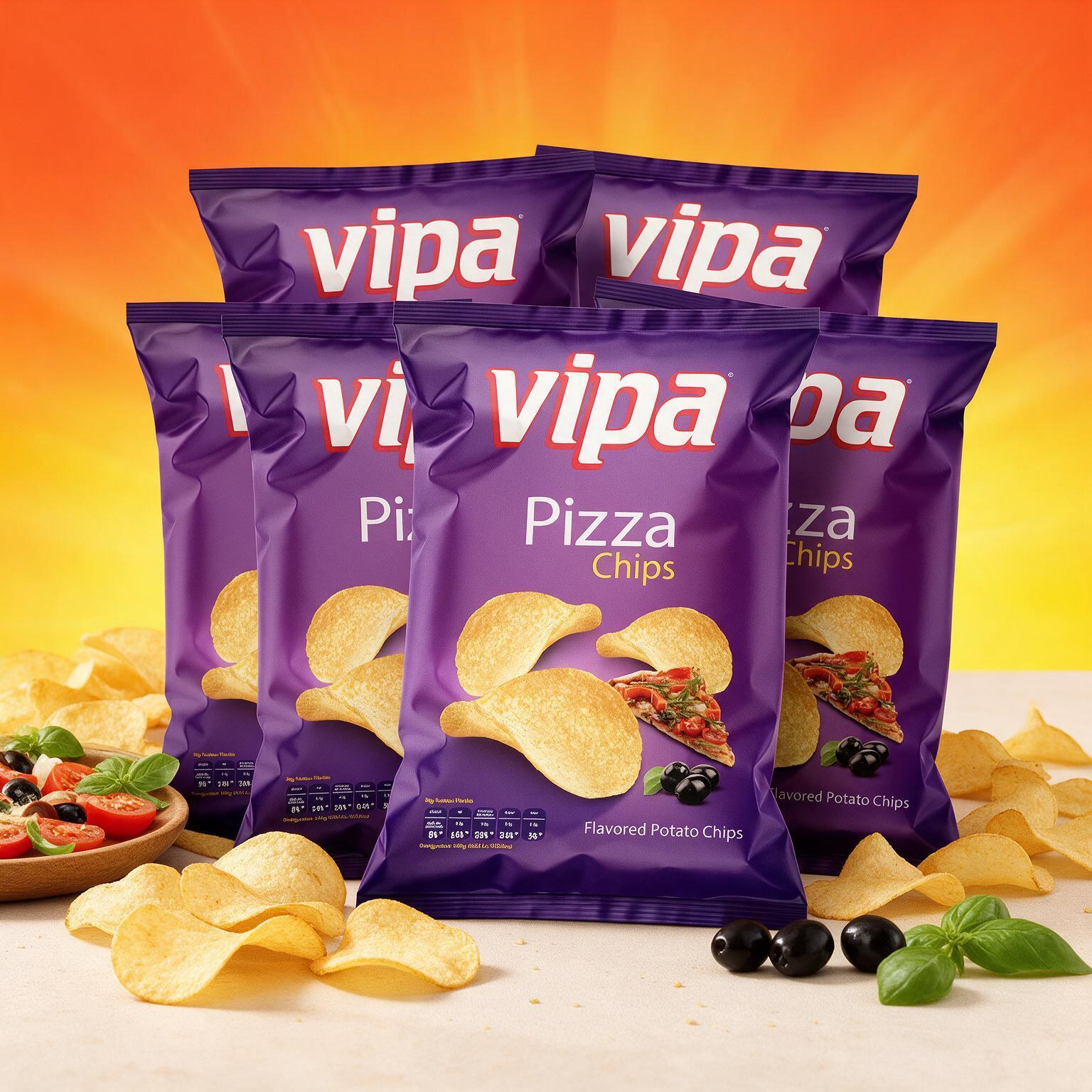 Image of 6-pack - Vipa Chips Pizza - Crispy, Golden Potato Chips With The Perfect Crunch 6x 30g