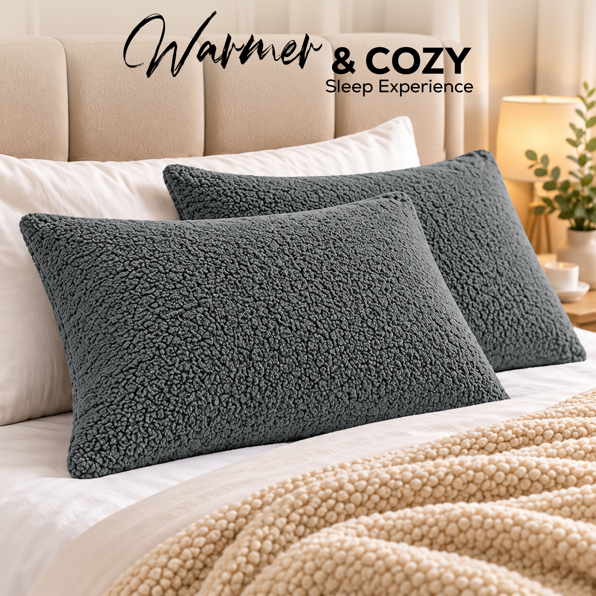 TEMU Pack Of 2 Teddy Fleece Pillowcase – Super Soft And Cozy Pillow Cover, Warm And Comfortable Durable Machine Washable Plush Pillowcase For Bedroom