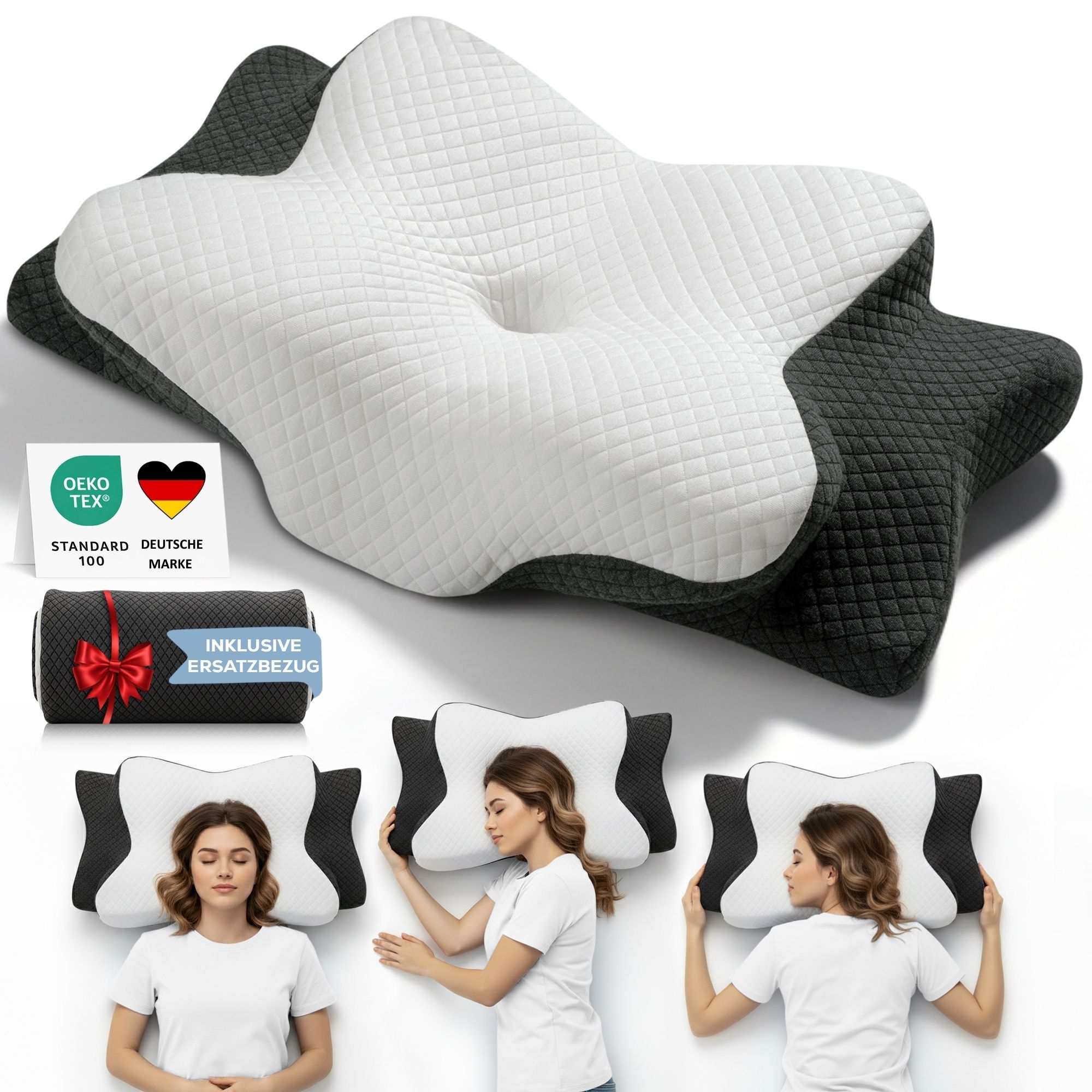 Image of Mirbex® Ergonomic Head Pillow – Orthopedic Sleep Pillow Made Of Memory Foam, Height-adjustable Neck Support Pillow For Side & Back Sleepers, . Replacement Cover