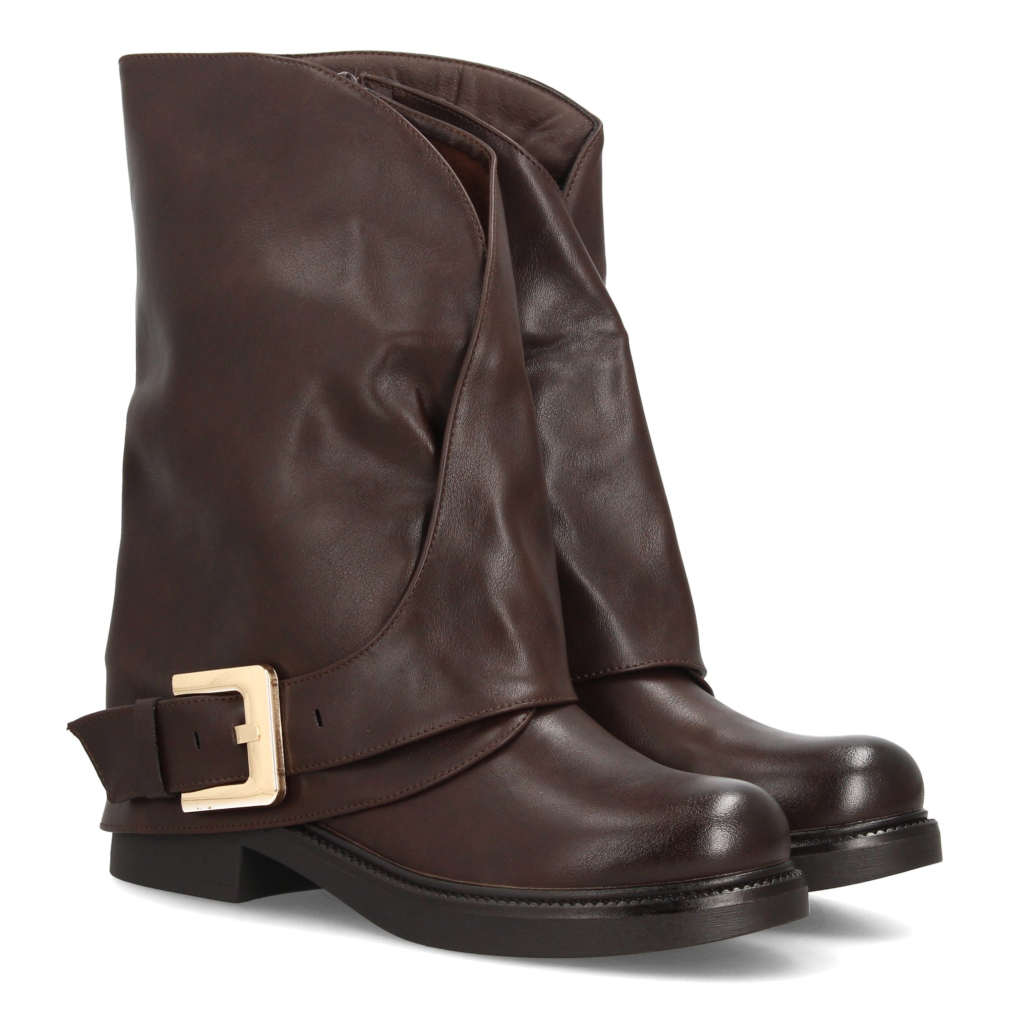 Image of Women's Mid-calf Boots With Motor- And , With Decorative Strap And . Autumn-winter Season.