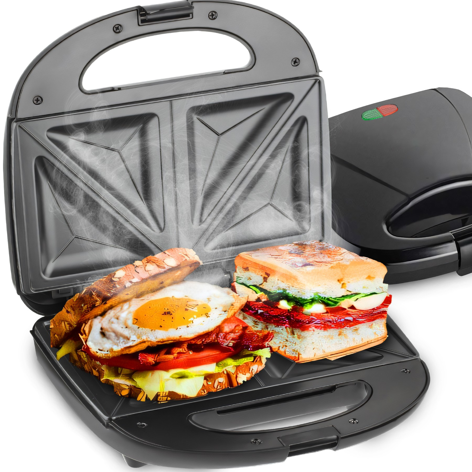 TEMU TOSTIERA ELETTRICA PER SANDWICH E PANINI 750 W, PIASTRE IN DI ALLUMINIO CON RIVESTIMENTO ANTIADERENTE IN PTFE, PER 2 PANINI E 4 , TERMOSTATO CON
