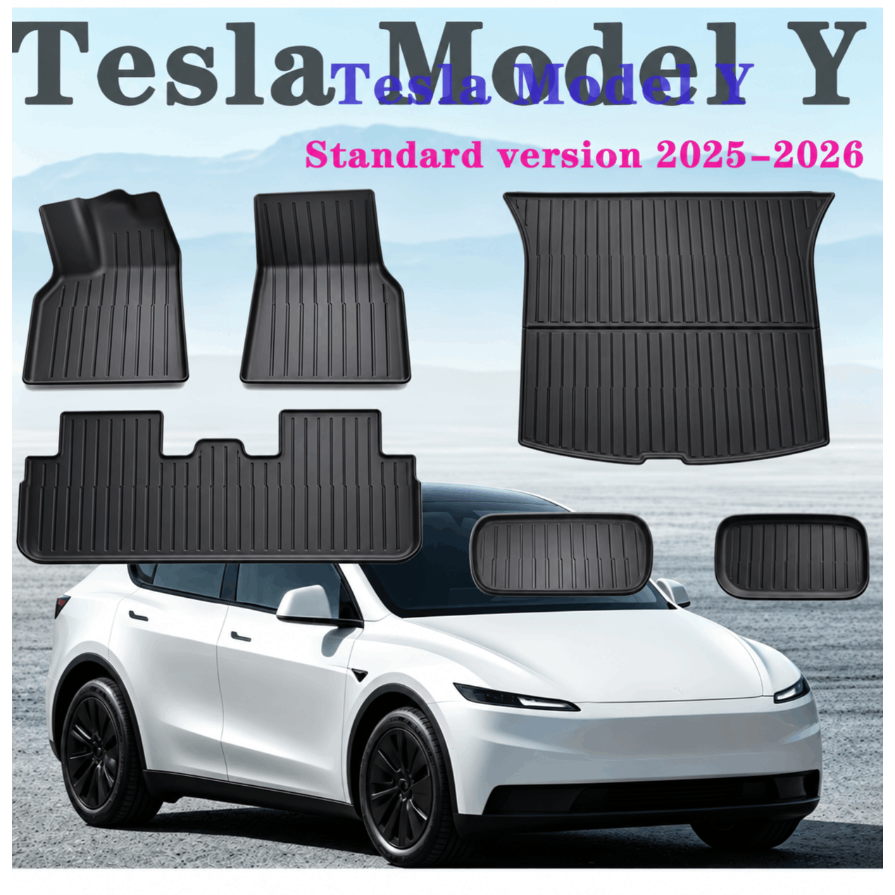TEMU Juego de 6 tapetes de una sola capa de material TPE, para Tesla Edición Estándar 2025-2026, modelos de 5 plazas con volante a la izquierda,