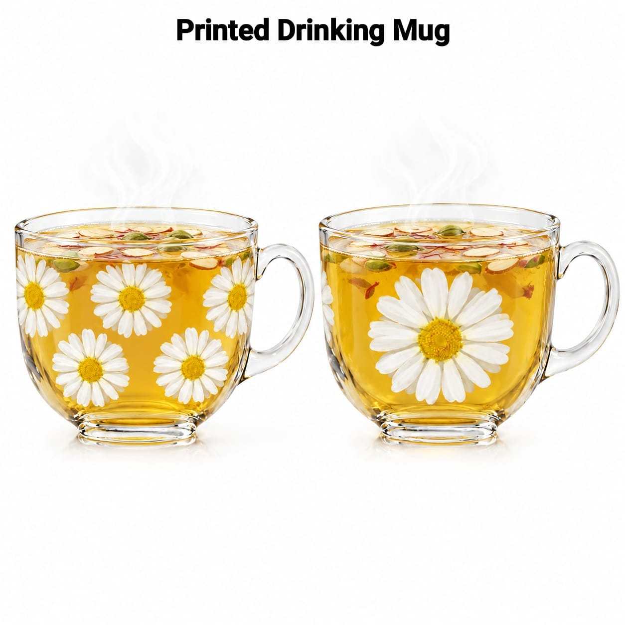 TEMU 2pcs Plain Printed Drinking Mug 15oz Glass Mug, Clear Glass Coffee Cup, Tea Mug With Handle For Hot & Cold Drinks, Everyday Kitchen Drinkware
