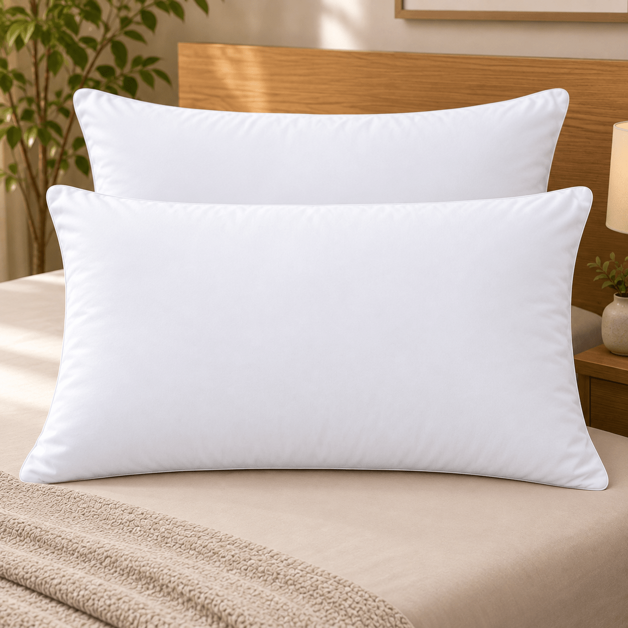 TEMU Almohada de Fibra 45 x 72 cm – Relleno, , Mullida y Transpirable, Firmeza Media, Ideal para Cama Individual y Matrimonio
