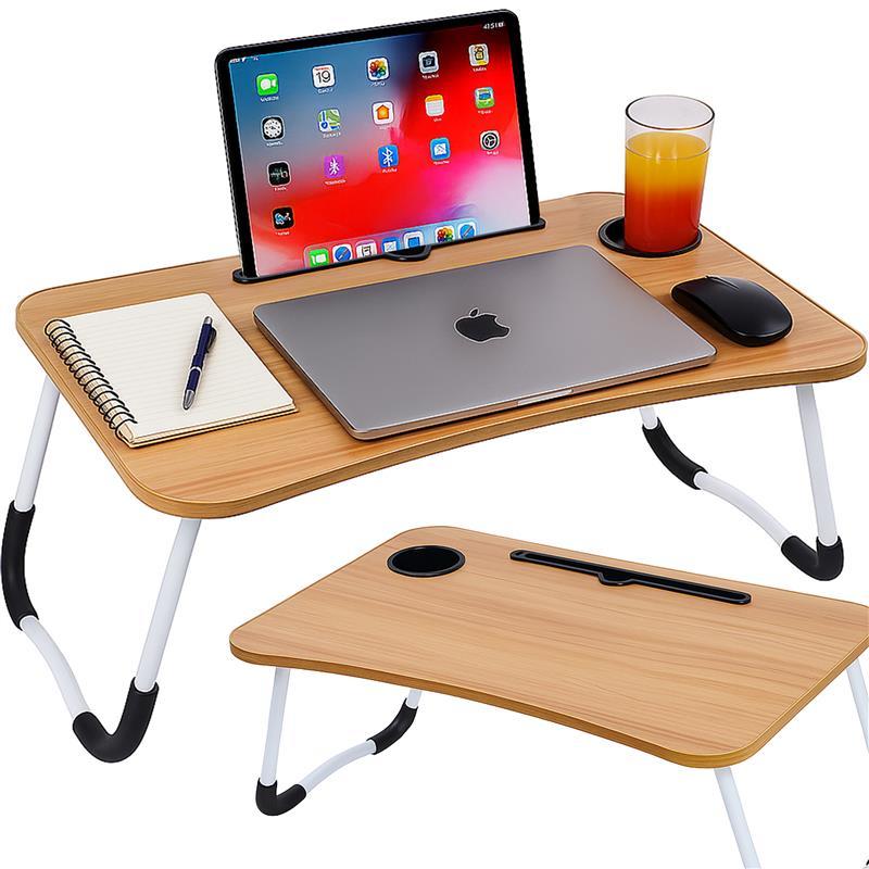TEMU TAVOLINO PIEGHEVOLE PER LAPTOP E TABLET CON GAMBE REGOLABILI, PIANO 60 X 40 CM, ALTEZZA 28 CM, PER MOUSE E SCANALATURA PER TABLET O SMARTPHONE,