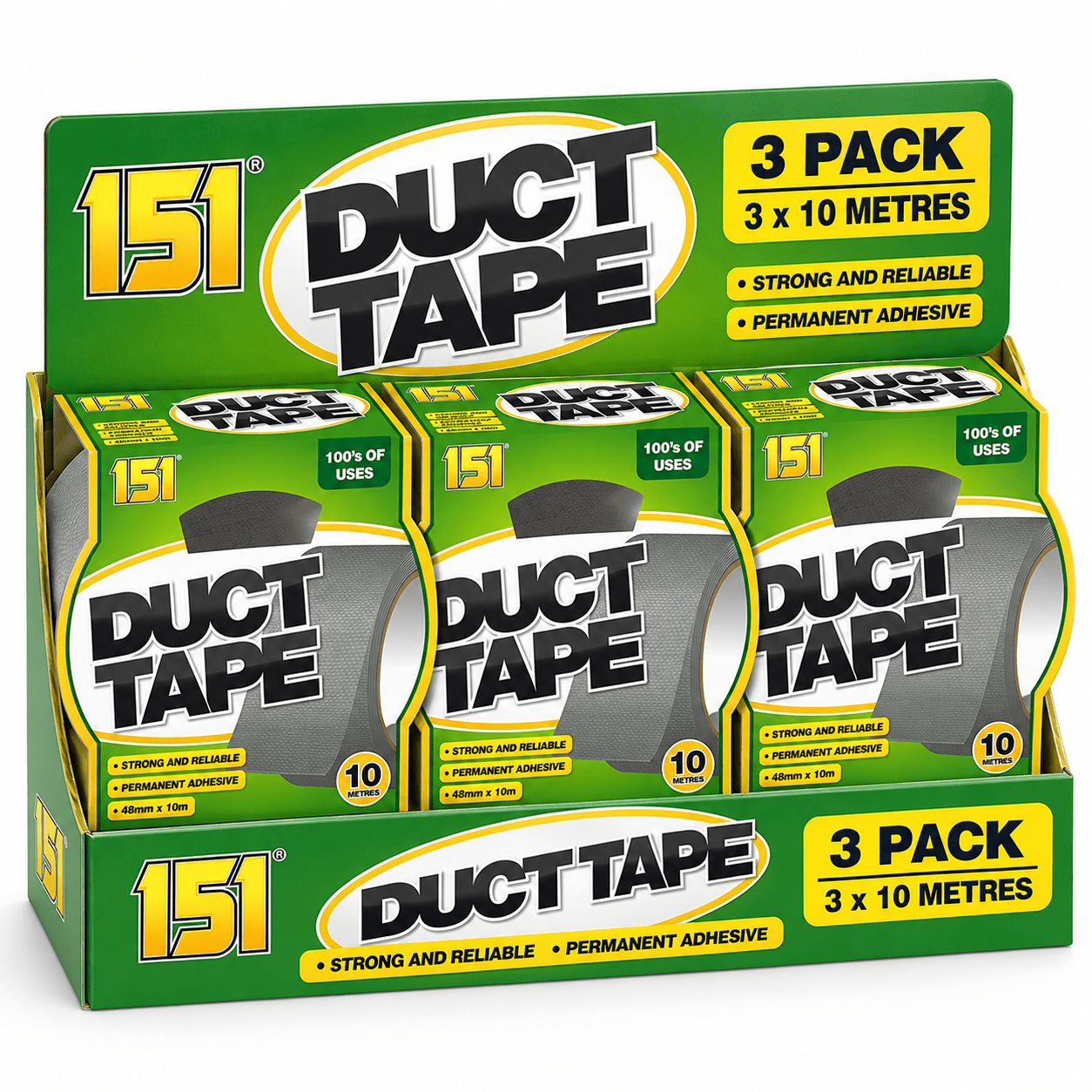 TEMU 3x 151 Heavy Duty Duct Tape 48mm X 10m Strong Multi Purpose Repair Tape For Diy, Home Repairs, Sealing, Bundling & Maintenance