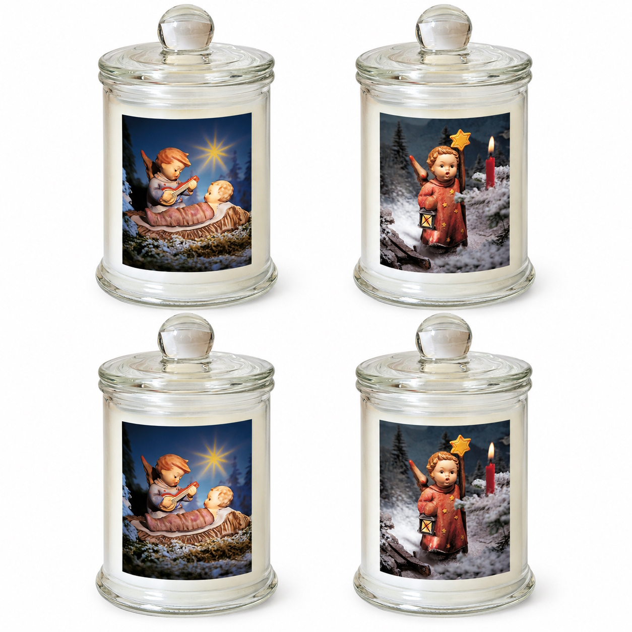 Image of 4-piece Set Of Real Wax Candles In Glass