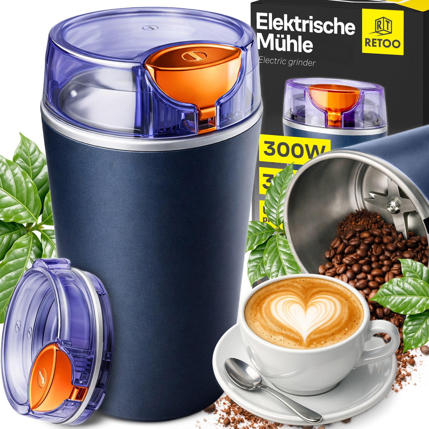 TEMU MACINACAFF� ELETTRICO 300 W PER CHICCHI DI CAFF�, FRUTTA , SPEZIE, SEMI ED ERBE, CON LAMA IN ACCIAIO INOSSIDABILE, E FUNZIONAMENTO A ,