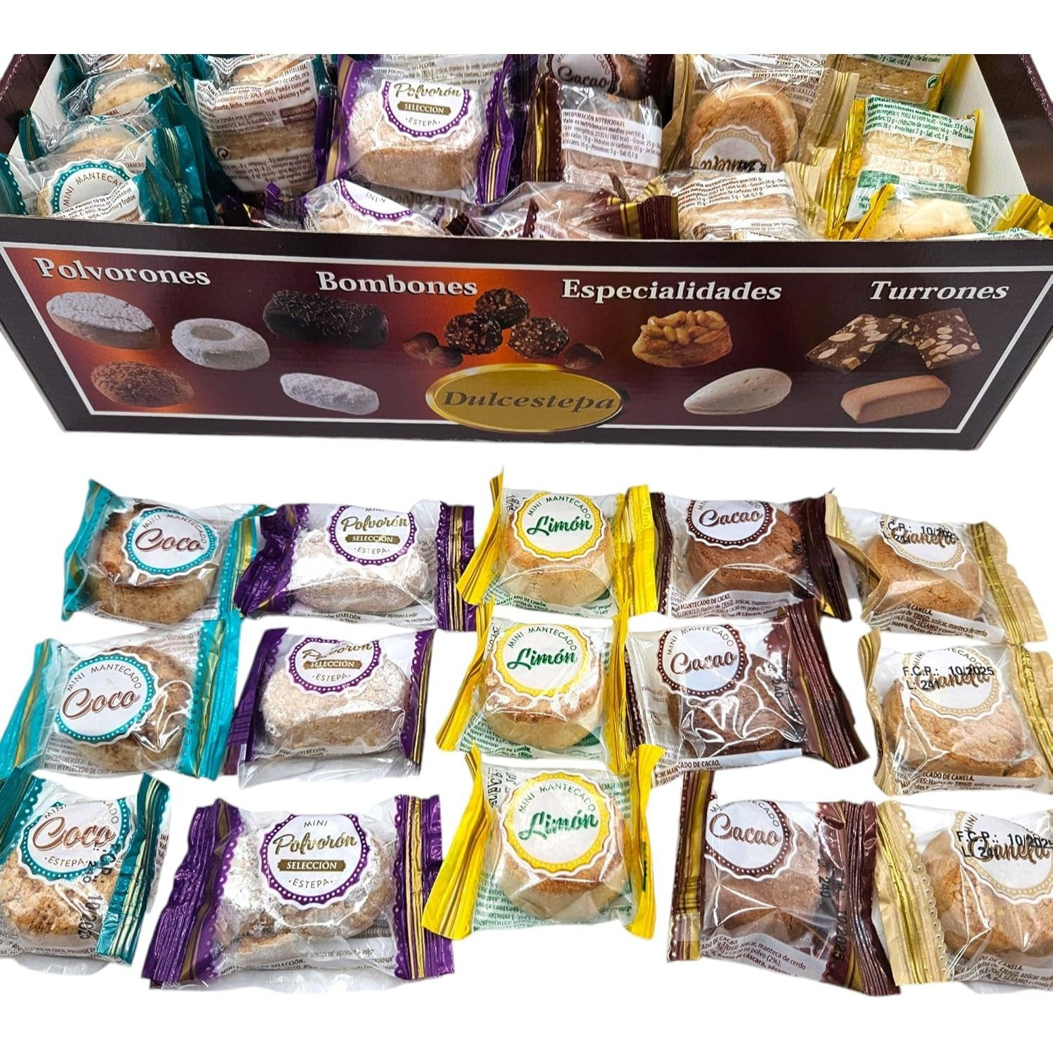 Image of Mini Assorted Shortbreads Dulceestepa - Extra Quality - 2.5 Kilos - Coconut Shortbread - Lemon Shortbread - Chocolate Shortbread - Selection Shortbread - Cinnamon Shortbread - Mini Shortbreads