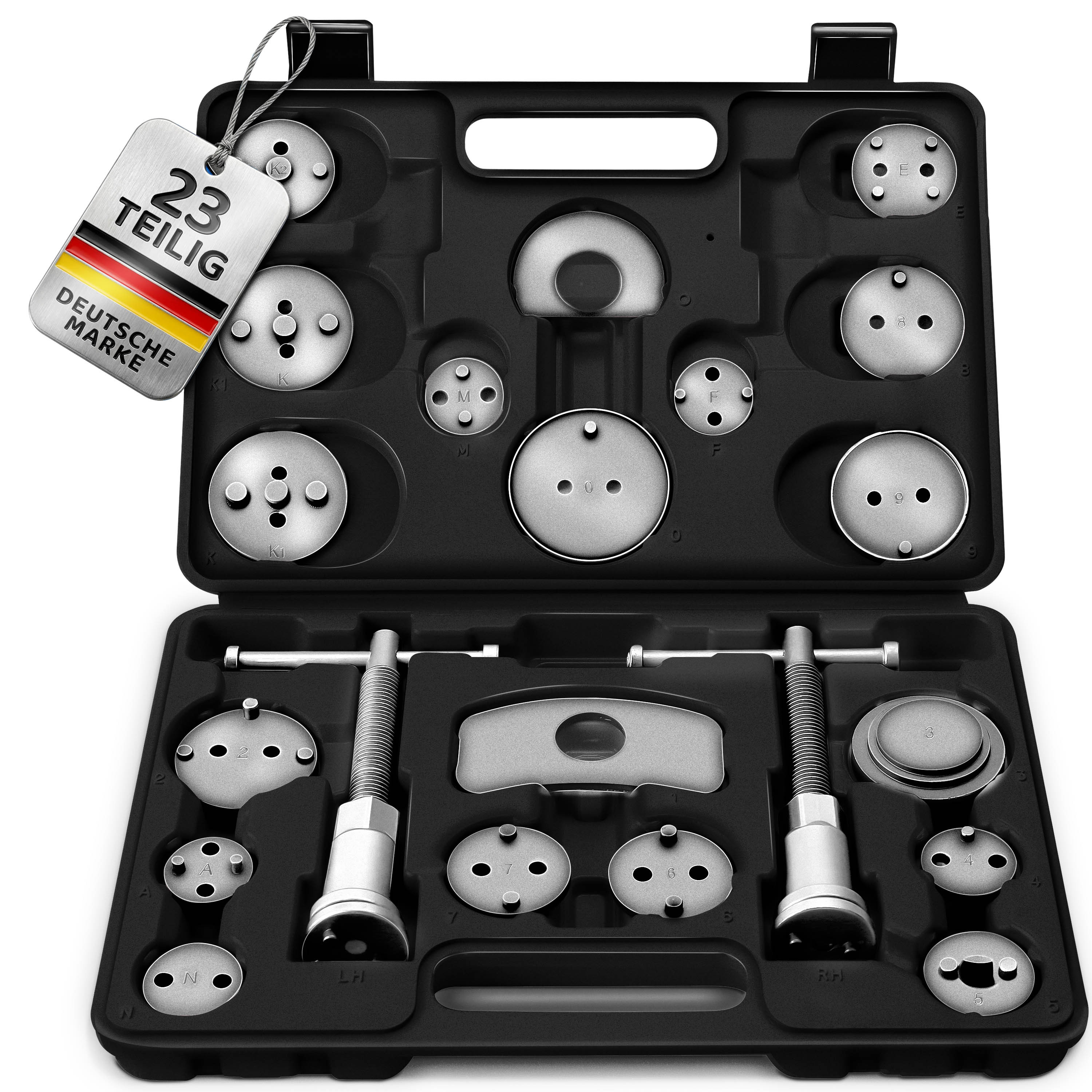 Image of Tresko® 23pcs Brake Piston Retraction Set | Universal Brake Piston Retractor | Automotive Tool For Retracting Brake | Brake Pad Replacement Retraction Tool Accessories