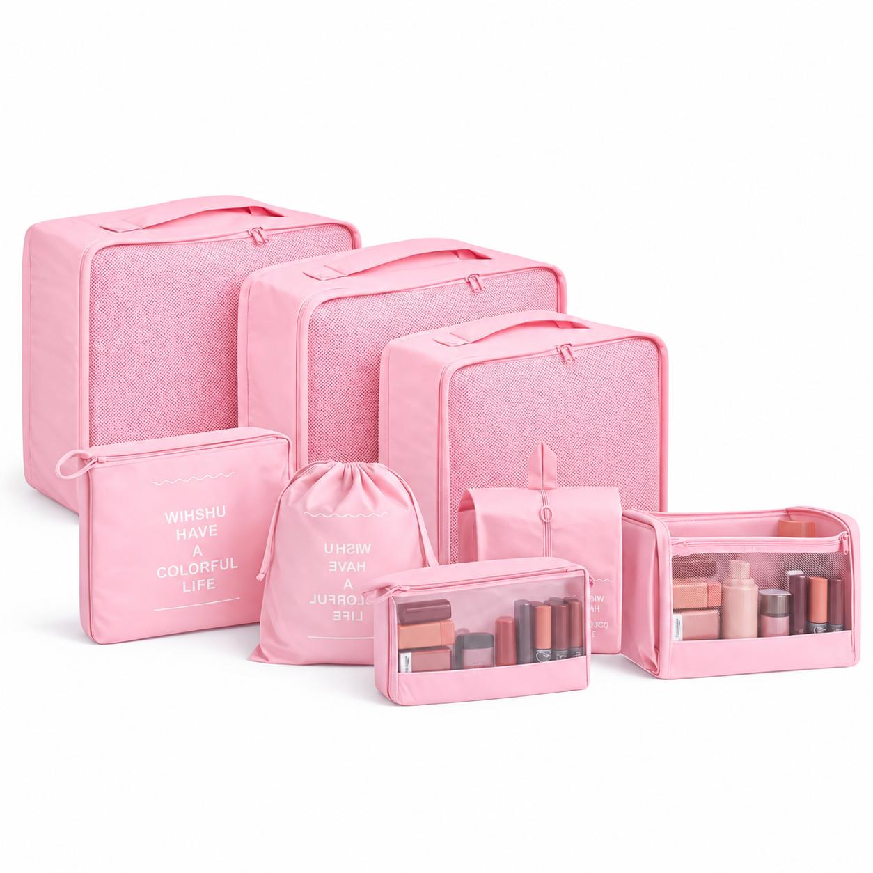 Image of Tk Suitcase Organizer 8pcs Set With Cosmetic Bag - Packing Bags & Packing Cubes For Travel, Ideal Clothing Bag