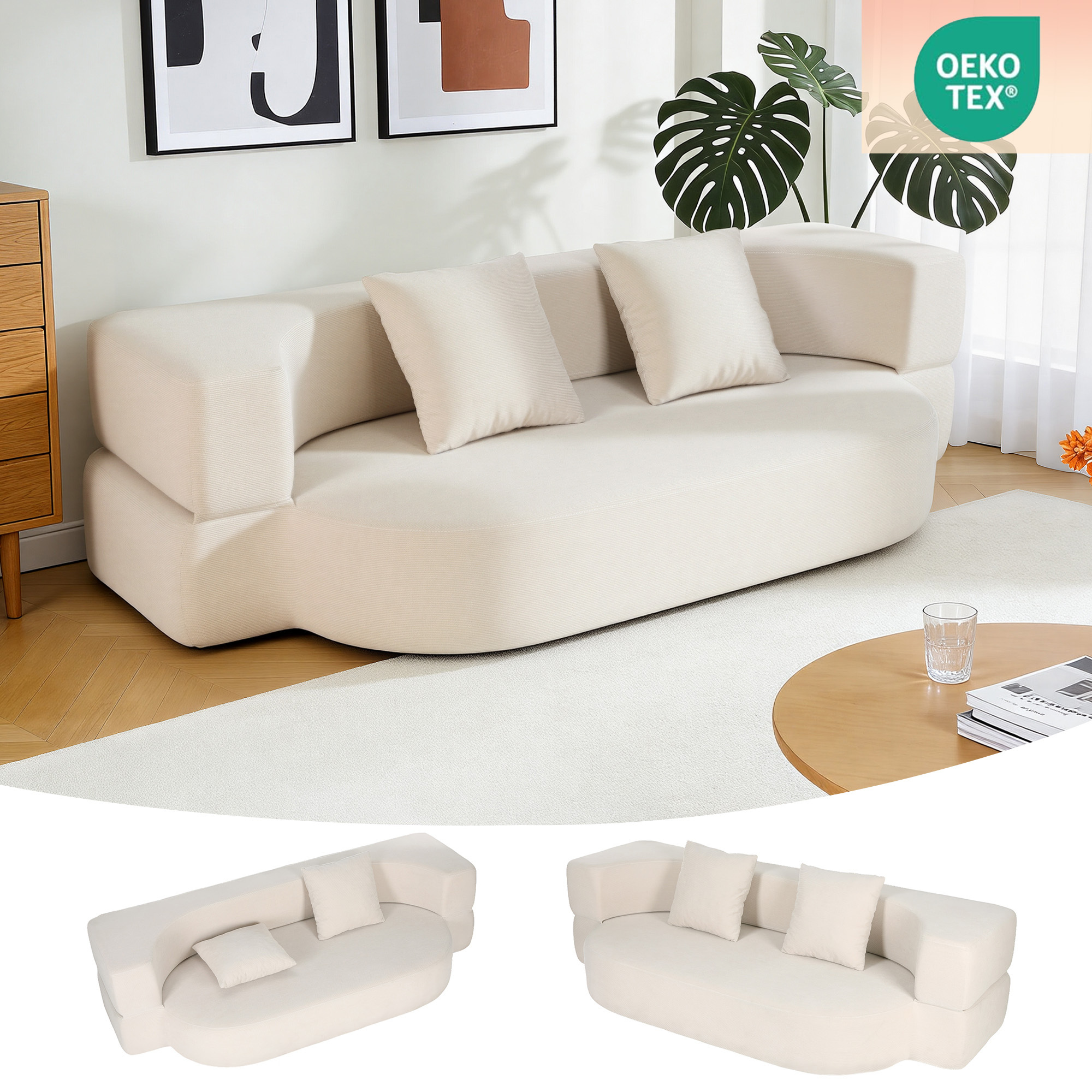 TEMU 2-in-1 Sleeper Sofa With 2 Pillows, Pull-out Single Bed, Foldable Mattress And Sleeper Chair, Non-slip Bottom Of The Sofa Chair For Bedroom,