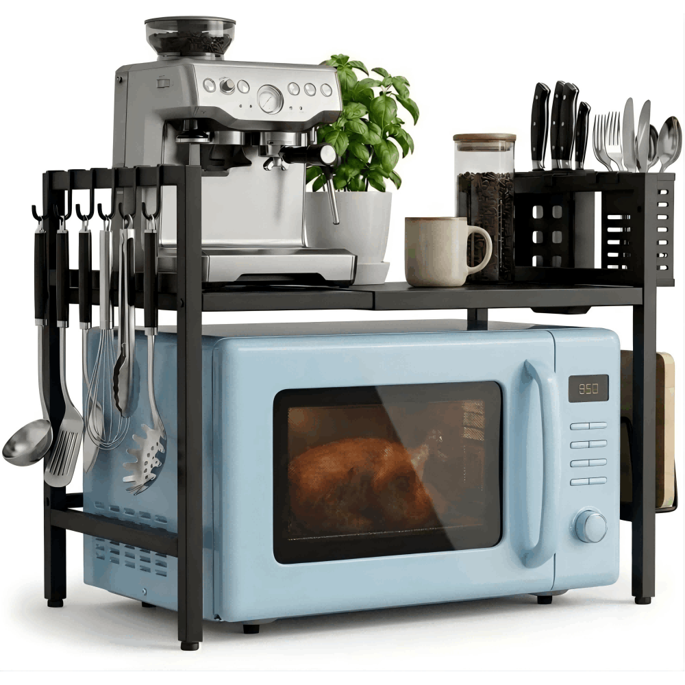 TEMU Metal | Multifunctional Metal Storage Rack (1-pack) — Features An Adjustable, Extendable Design Suitable For Organizing Kitchen Appliances Like