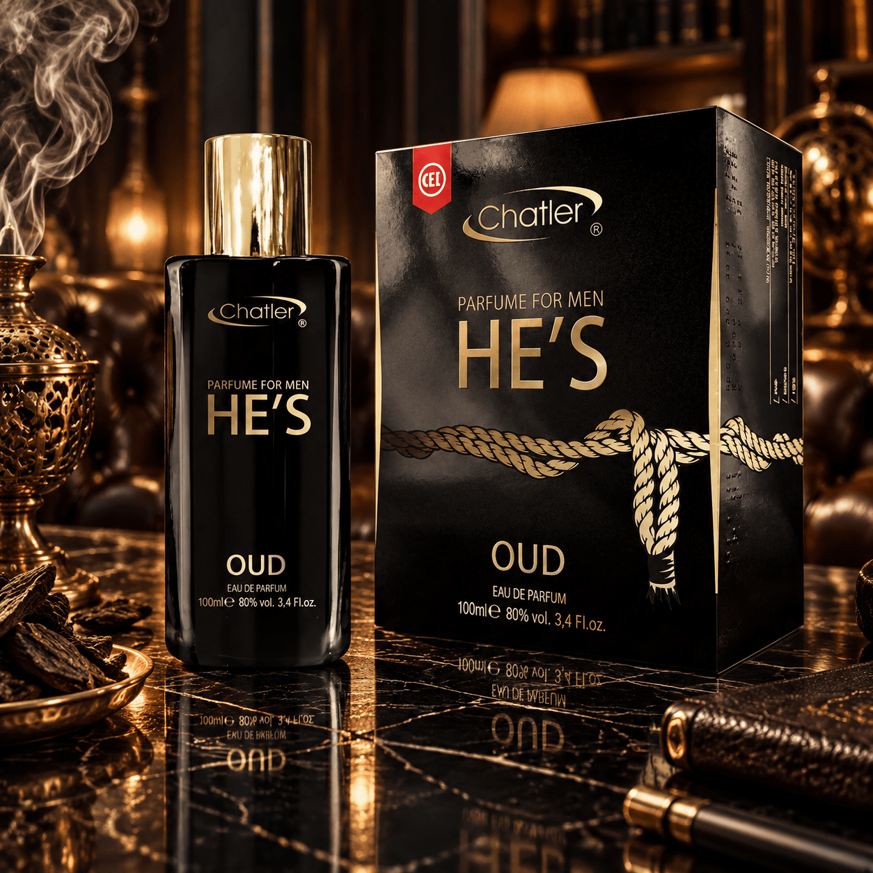 Image of Perfume For Men He's Oud Gold By Chatler 100 Ml Eau De Parfum – Masculine Fragrance With Oud , Elegant And Sophisticated