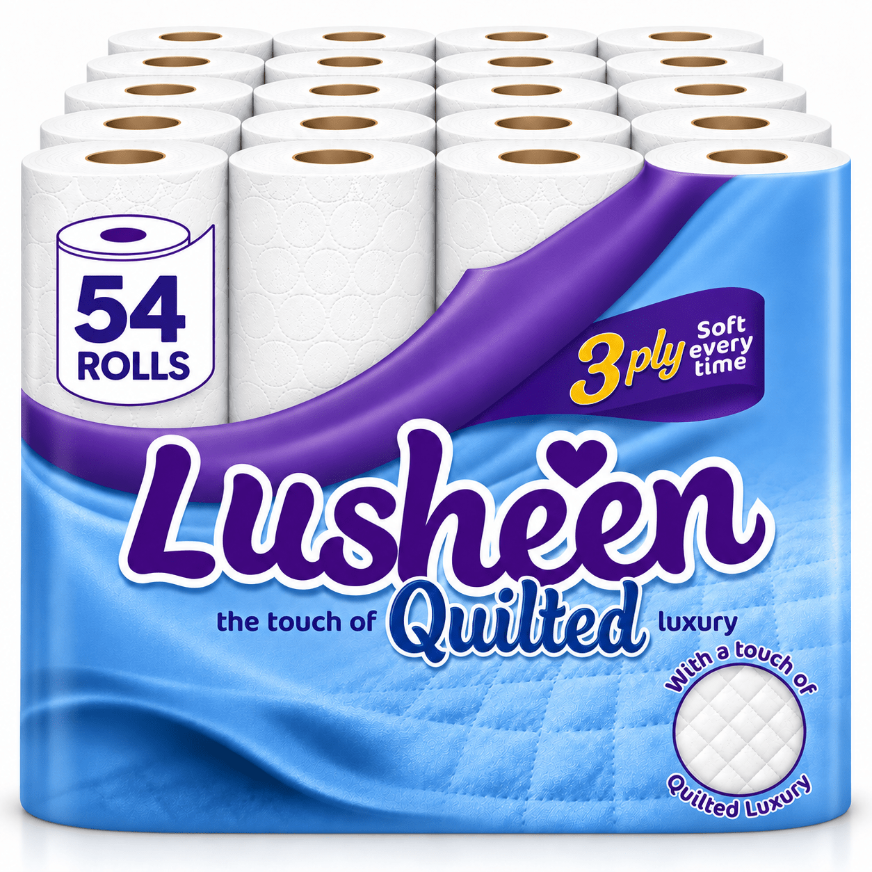TEMU 54 Rolls Of Lusheen Premium 3 Ply Quilted Toilet Paper Strong And Absorbent With Length Per Roll