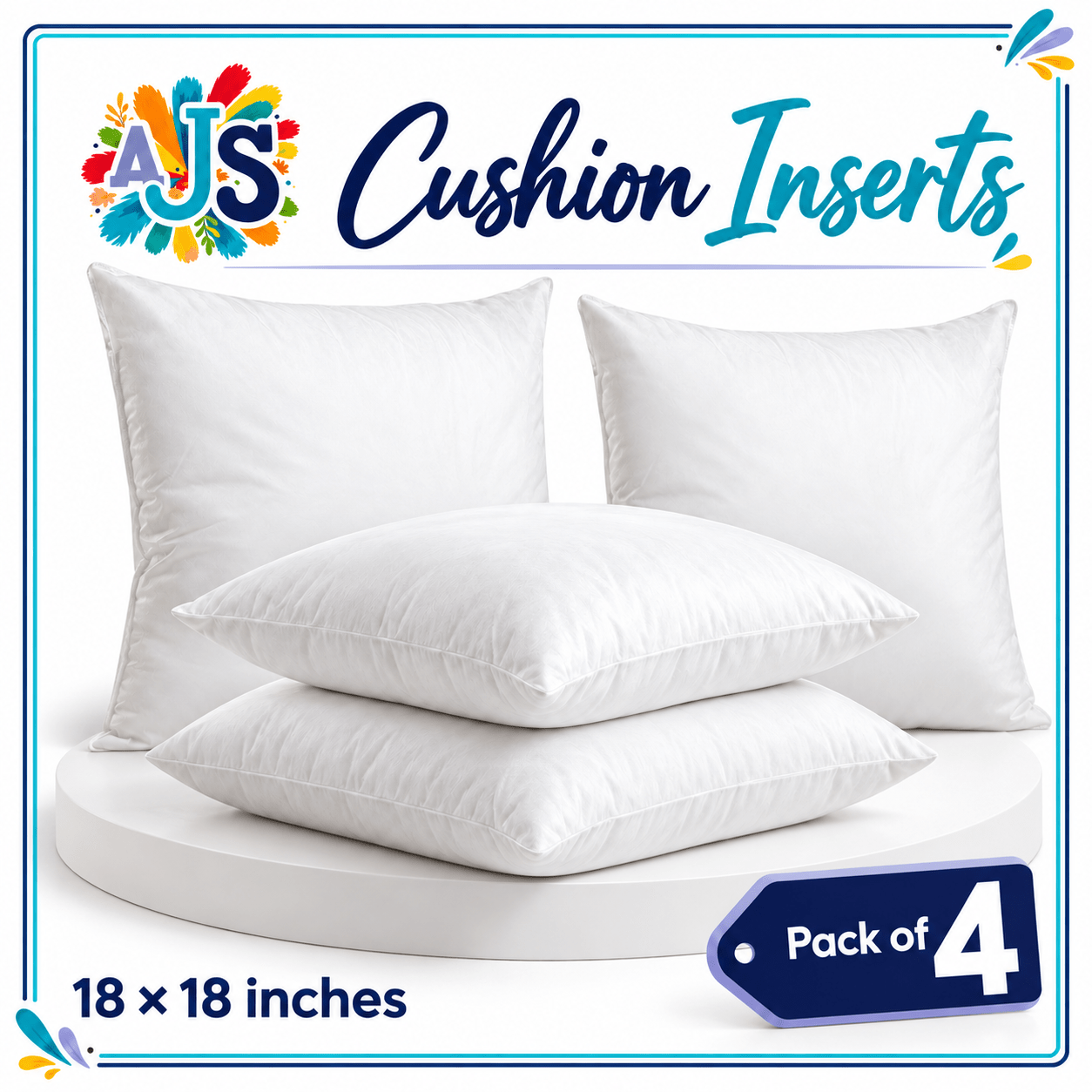 TEMU Ajs Fabrics -18×18 Inch Inserts, Pack Of 2 (2pcs) Or Pack Of 4 (4pcs), Decorative Cushion Filling For Sofa, Chair, Bed And Home