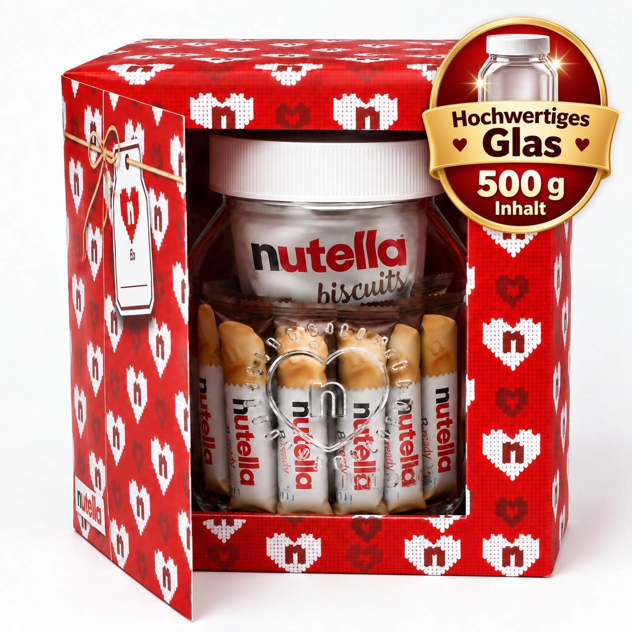 Image of Nutella Gift Jar With B-ready & Biscuits | 500g - 31 Snacks In A Jar Gift Set | Includes 22x Nutella Biscuits And 9x Nutella B-ready Bars – Beautifully Packaged As A Sweet Gift Idea