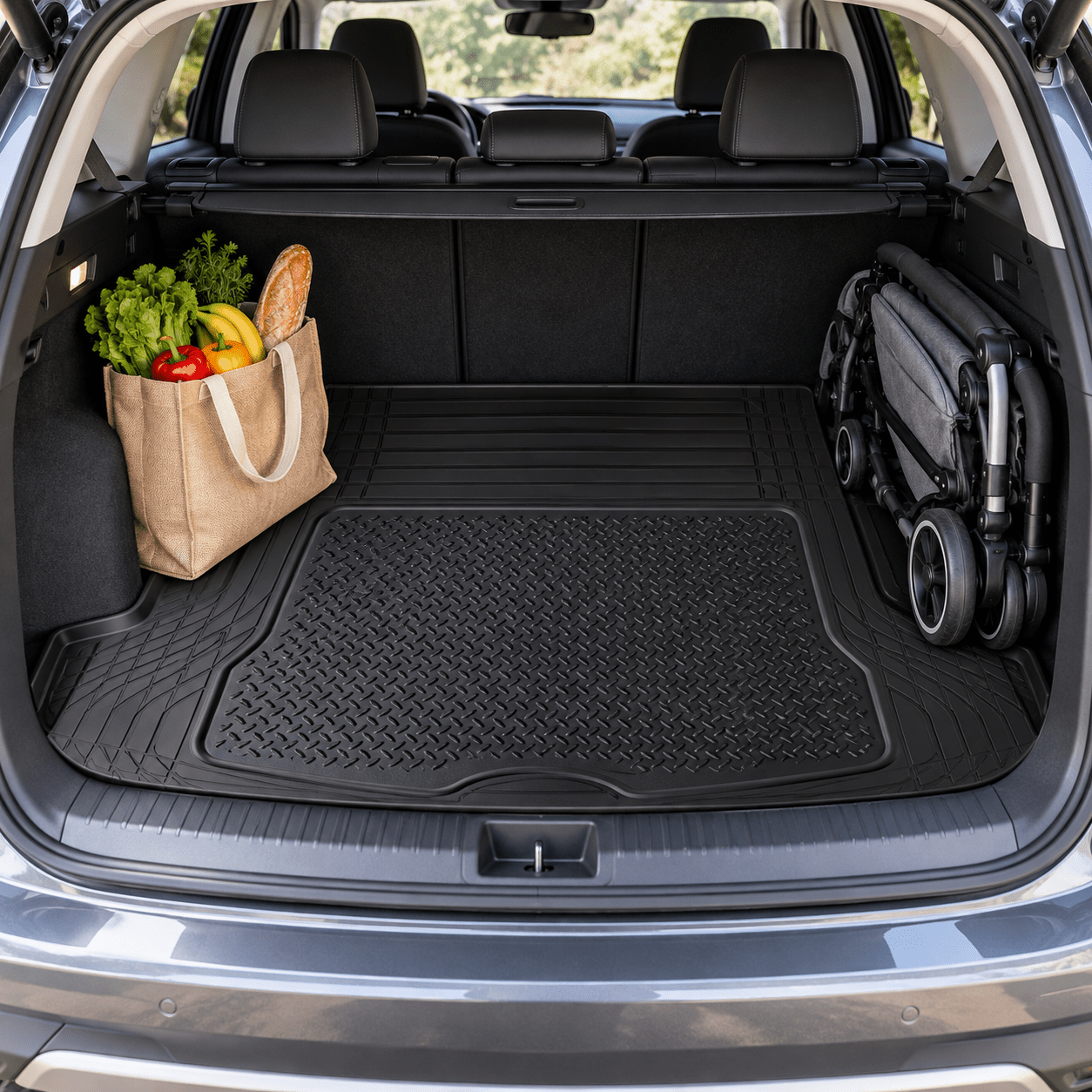TEMU Alfombrilla Universal para Maletero de Coche 137 × 108 cm, Protector de PVC Impermeable, Recortable y Fácil de Limpiar, Bandeja Negra para SUV y