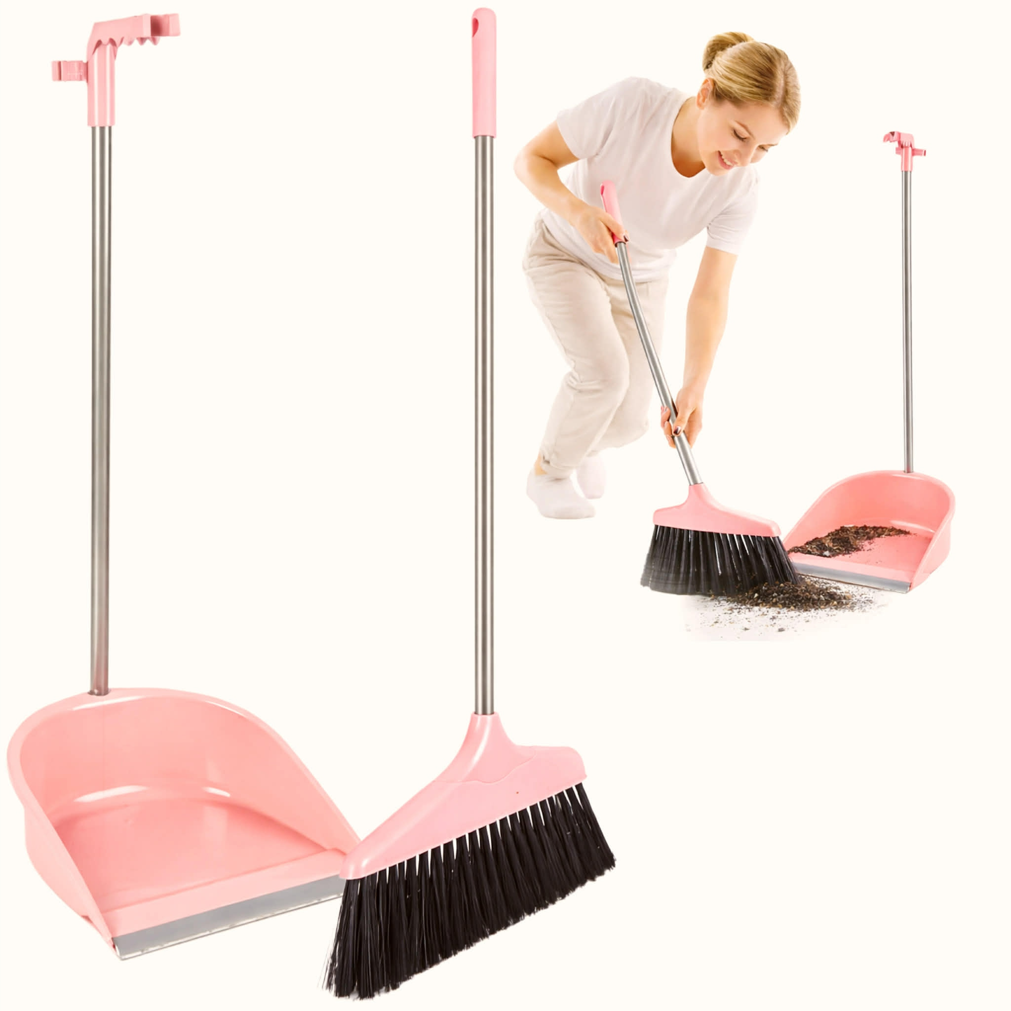 Sweeping Set With Brush And Dustpan On Long Handle - Lazy Set: retailer-supplied image