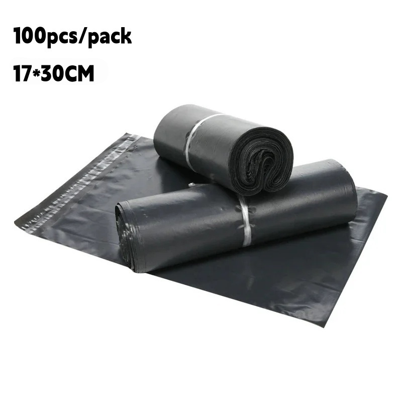 TEMU 100 piezas de bolsas de mensajería autoadhesivas de PE negras para entrega nocturna, pedidos en línea, uso en oficina y hogar - Bolsas de