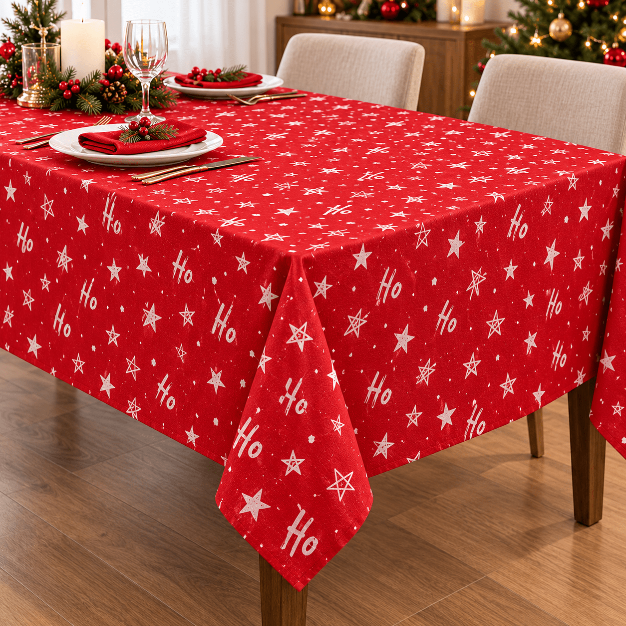 TEMU Christmas Ho Table Cloth 132 X 178cm – Festive Christmas Dining Table Cover, Holiday Table Decoration For Christmas Dinner, Parties & Family