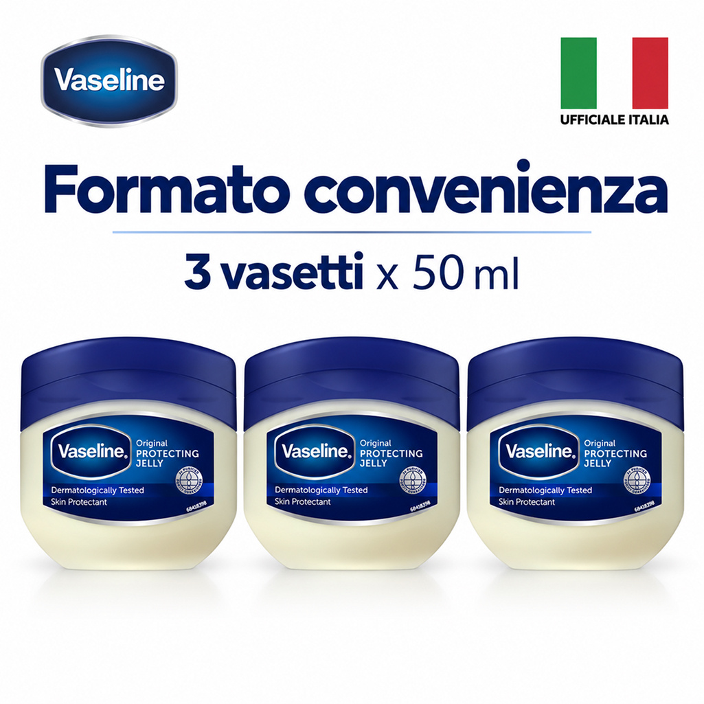 TEMU Confezione da 3 Vaseline Original 50 ml, gel di petrolio per la quotidiana della pelle, 150 ml