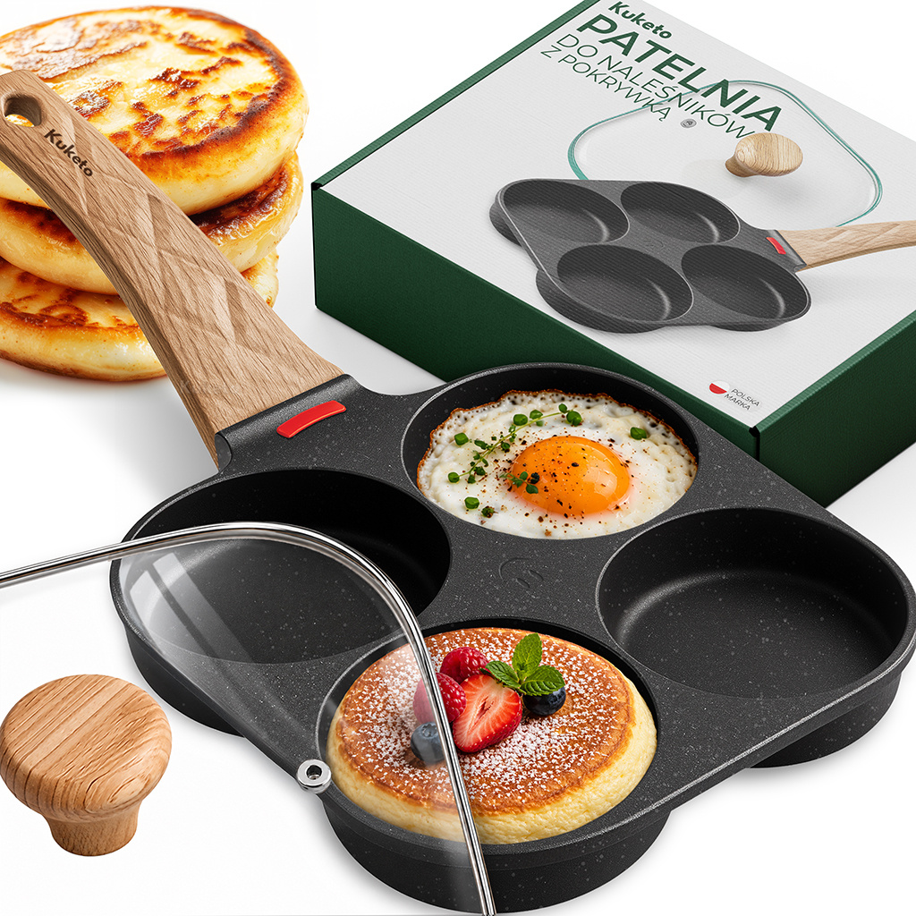 TEMU Antiaderente con per Uova, Pancake, , 4 Sezioni, Antiaderente Induzione Gas Stufa Elettrica Friggere Senza Grasso, Multifunzionale per e ,