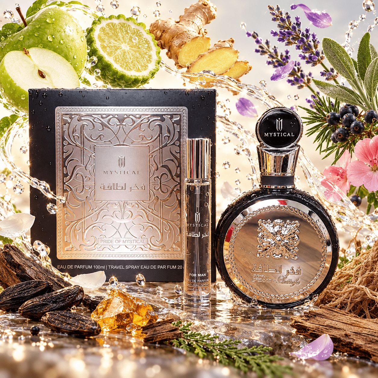 TEMU Set de regalo de Eau de Parfum Fakhar para hombre – 100 ml + 20 ml de spray de viaje – oriental amaderada