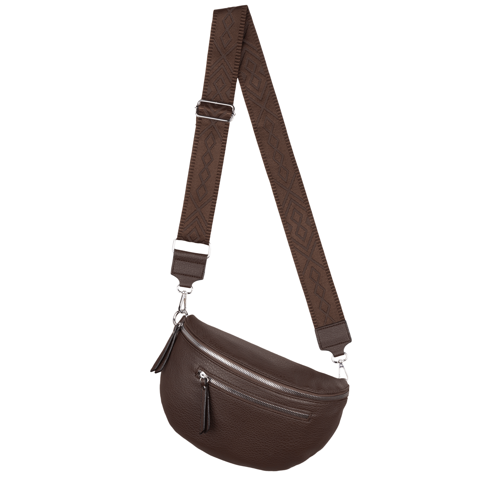 Image of Fanny Pack Shoulder Bag Crossbody Bag Hip Bag Faux Leather Italy-design Black, Bronze-w, Brown, Coffee-w, Golden-w, Green, Grey, Khaki, Silver, Vino-w