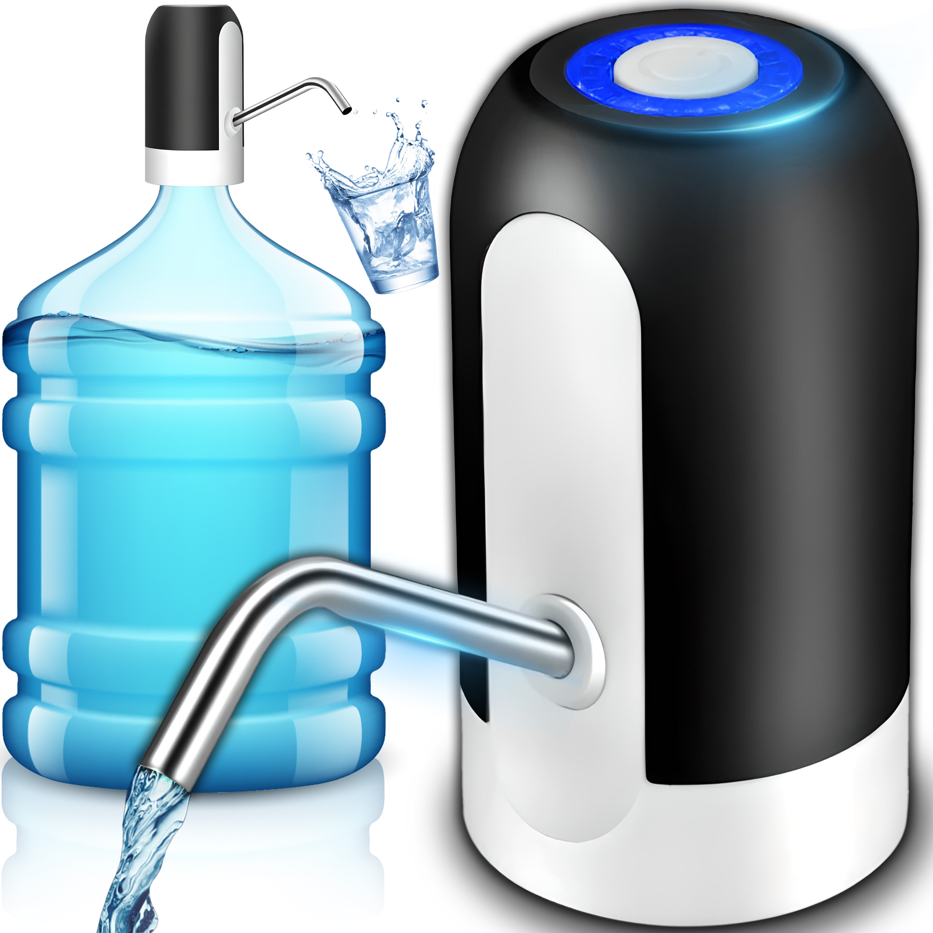 TEMU Distributore elettrico a pompa per acqua per bottiglie da 5L, 10L, 20L - Pompa dosatrice USB con batteria e tubo - Distributore elettrico per