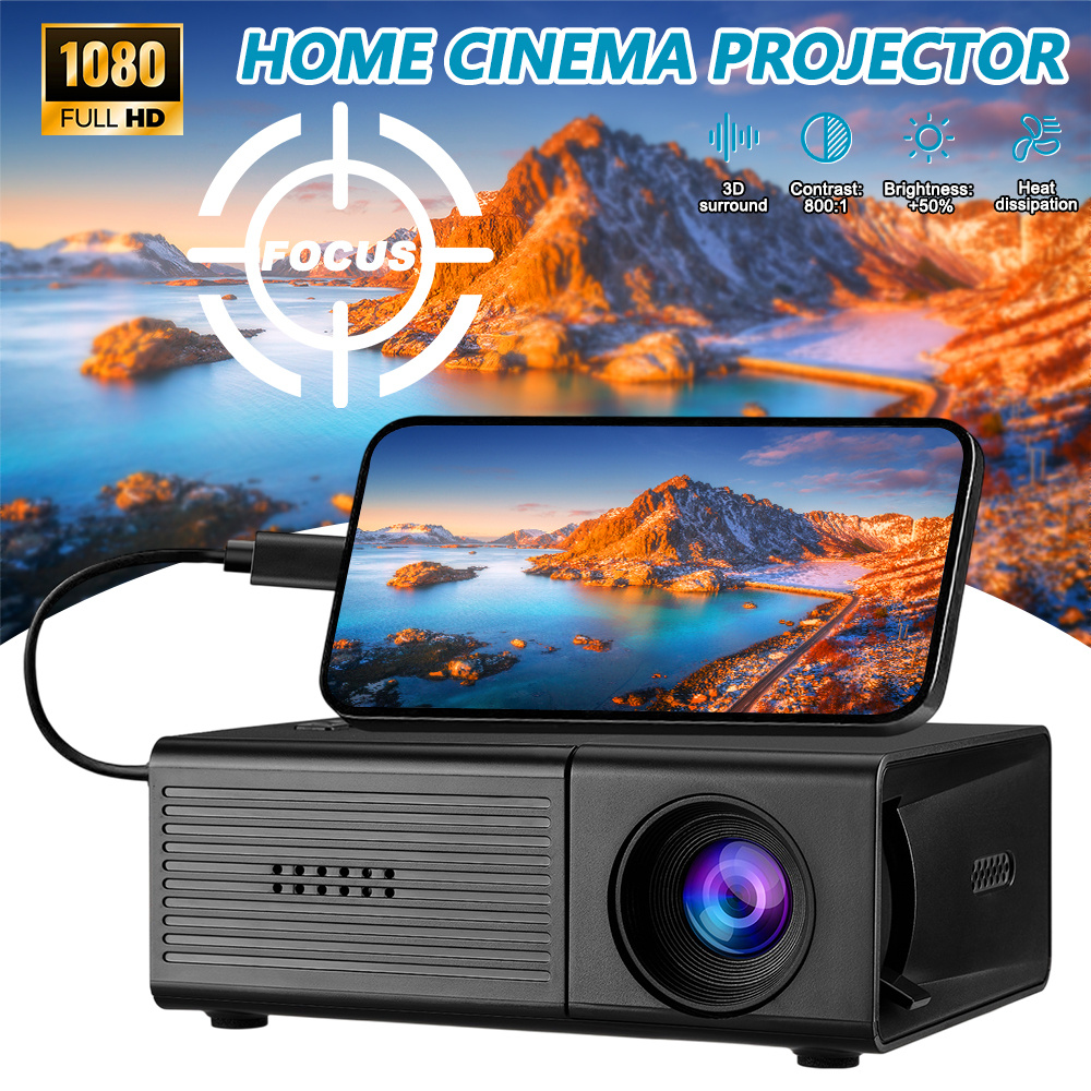 TEMU Mini Projector, Portable Video Projector, Home Theater Projector | Supports Mobile Screen Projection, Portable Design Built- Speaker For