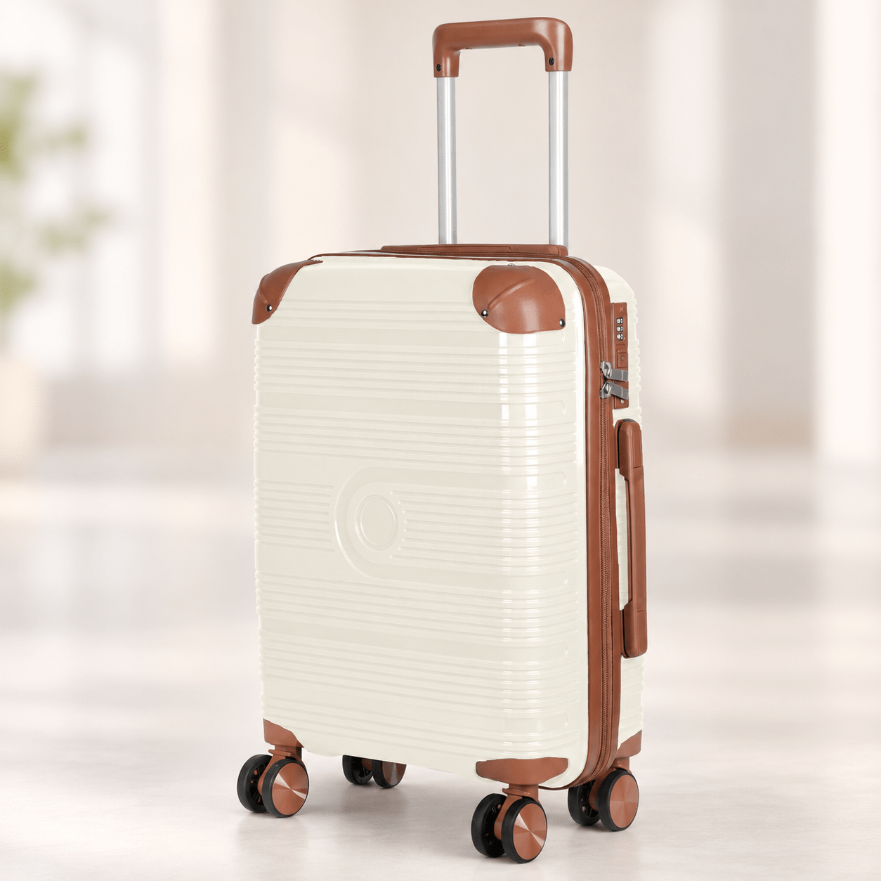 TEMU Maleta Cabina 54x36x20 cm de Polipropileno PP Rígida y Resistente, Equipaje de con 4 Ruedas Dobles 360°, Cierre de Seguridad de 3 Dígitos y Asa