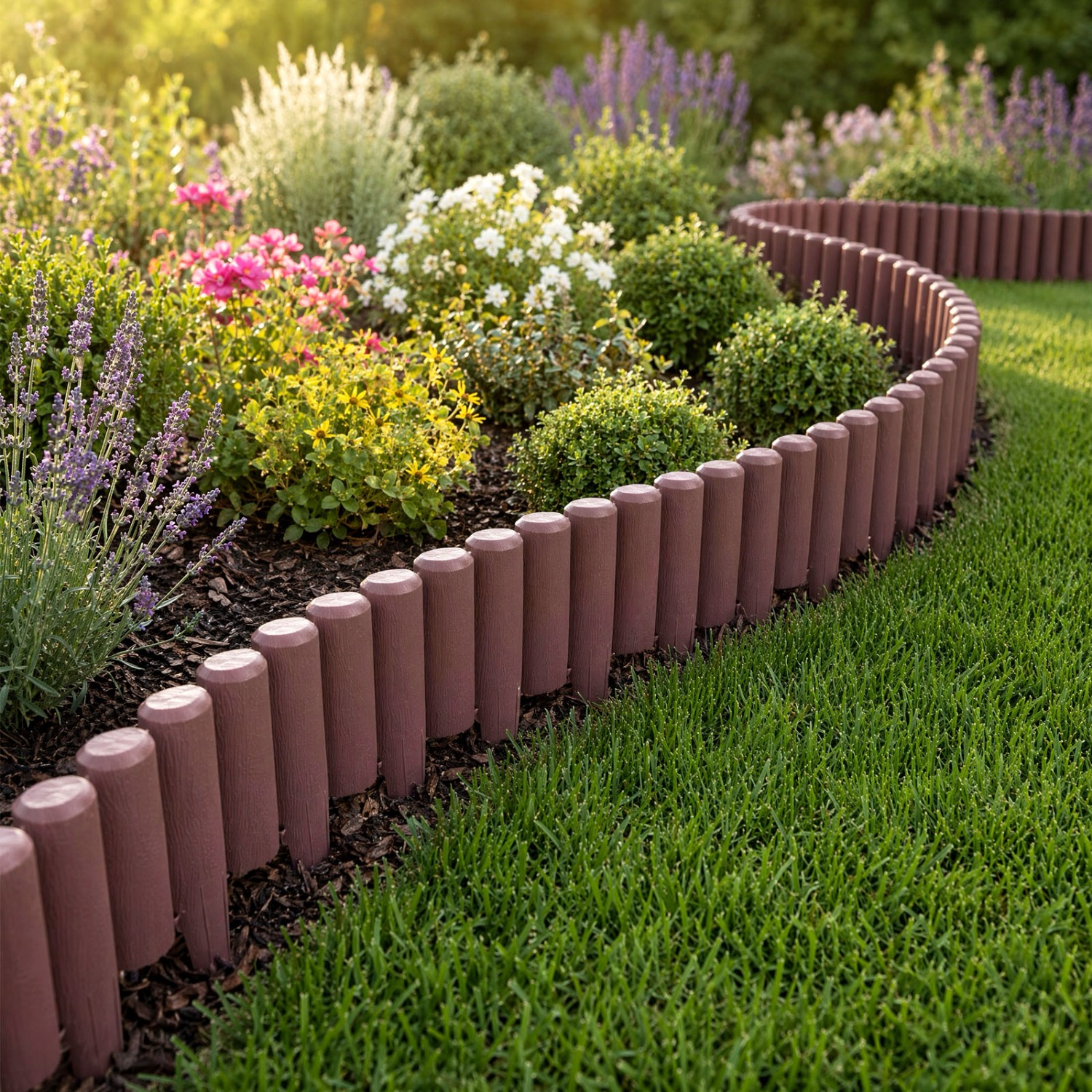TEMU Gartenbegrenzung – 16-teiliges Set (deckt ca. 4, 4 m ab): Palisaden-Rasenkante aus Kunststoff – einfache Montage, ideal für Terrasse, Blumenbeet