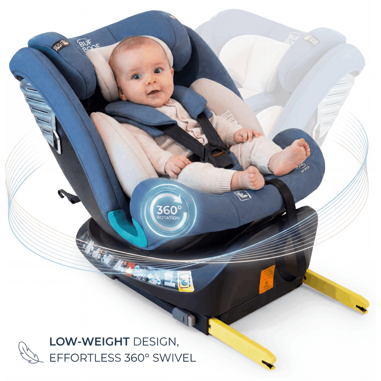Image of Deluxe Auto Chair Buf Boof Isize Blue With 165-degree Rotating Position 40-150 Cm