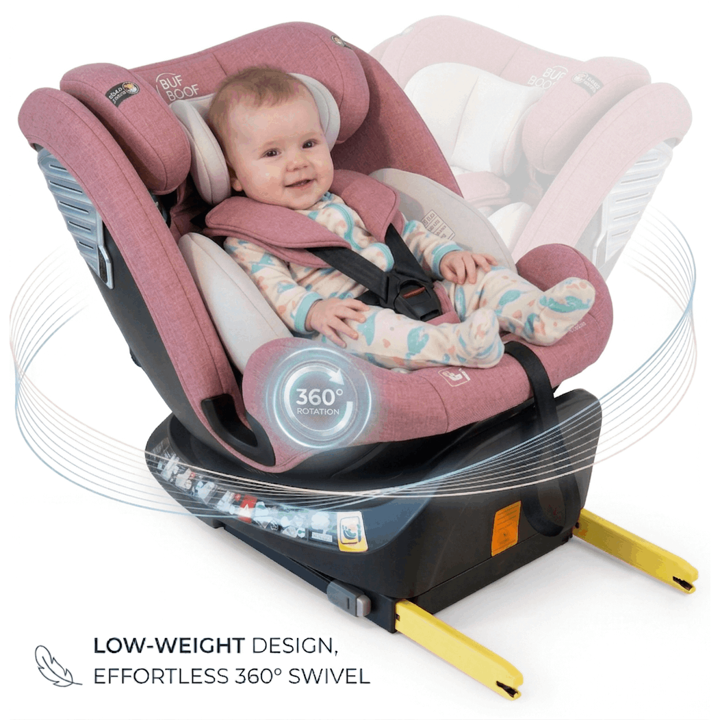 TEMU Deluxe Buf Purple Car Seat With , 165-degree Rotatable, 360-degree Swivel, 40-150 Cm