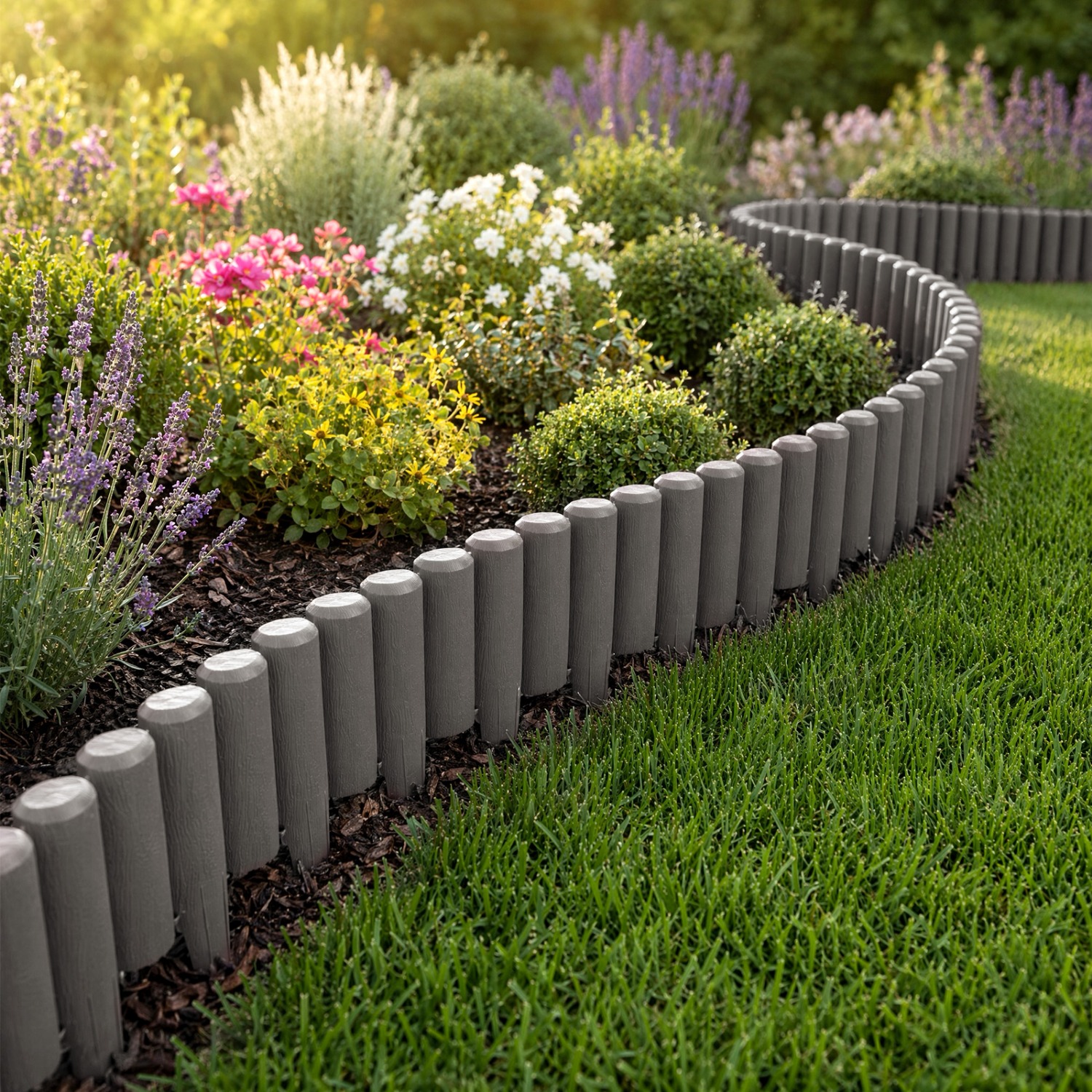 TEMU Gartenbegrenzung – 16-teiliges Set (deckt ca. 4, 4 m ab): Palisaden-Rasenkante aus Kunststoff – einfache Montage, ideal für Terrasse, Blumenbeet