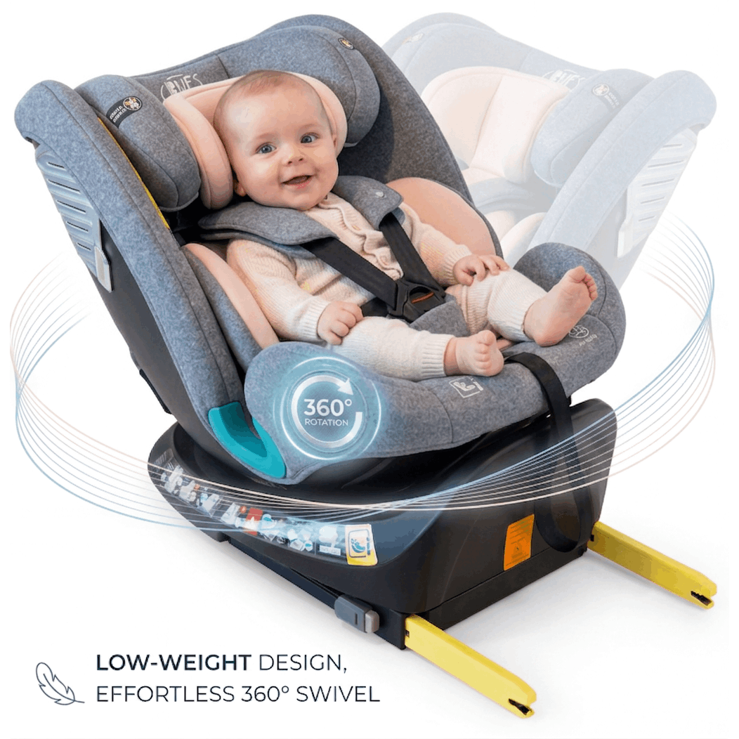 TEMU DELUXE Siège Auto BUF Rose avec Positionnable à 165 Degrés Rotatif à 40-150 Cm