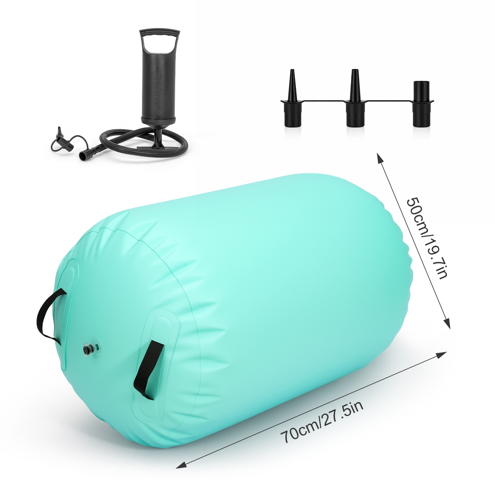 Image of 1 Piece 50 X 70 Cm Inflatable Fitness Cylinder, Gymnastics , Inflatable Gymnastics Roll, Jump Training Aid, Includes Air Pump