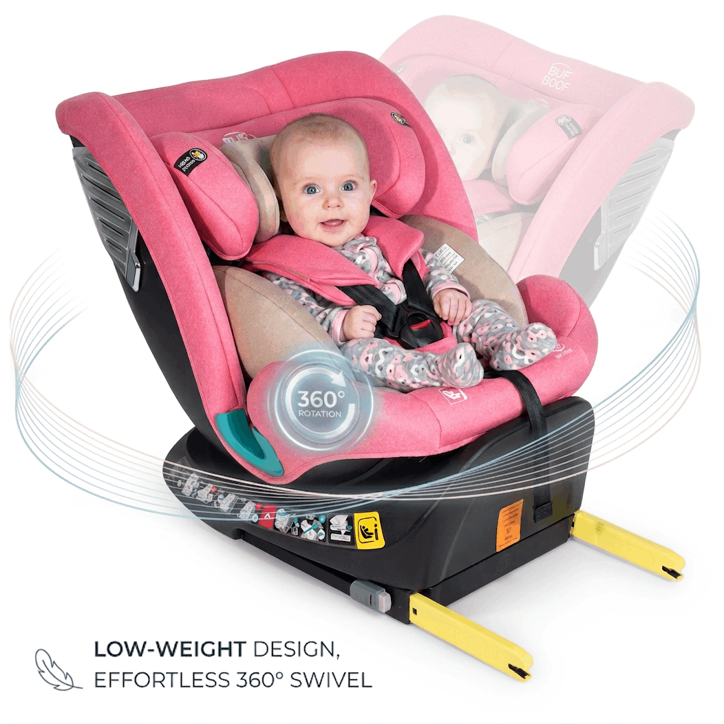 TEMU Deluxe Buf Unicornpink Car Seat With , 165-degree Rotatable, 360-degree Swivel, 40-150 Cm