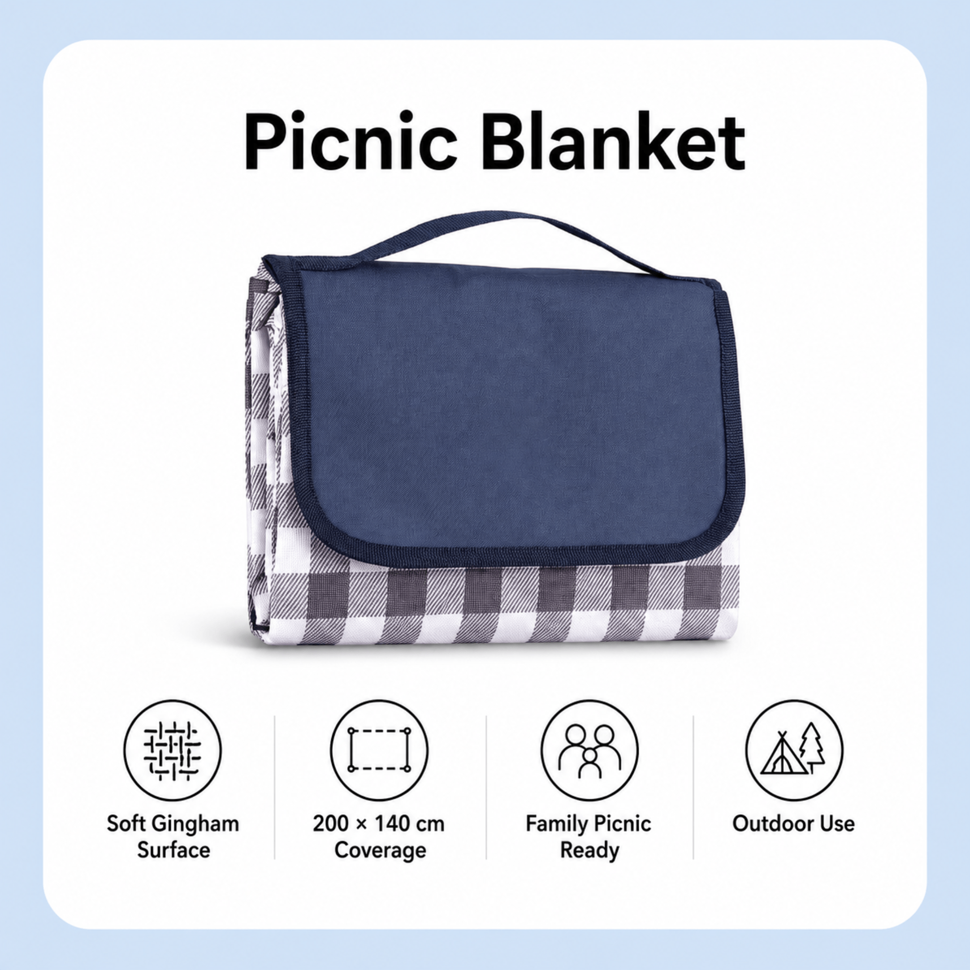 TEMU Large Waterproof Picnic Blanket 200×140cm – Foldable Outdoor Mat With Handle, Perfect For Beach, Camping & Park