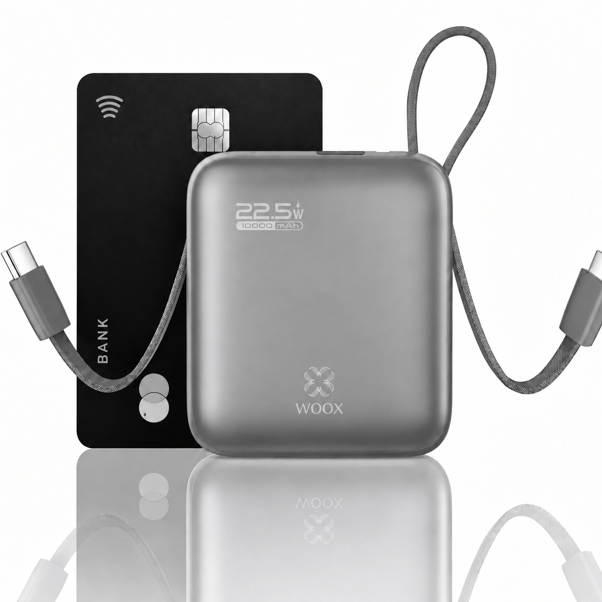 TEMU WOOX de energía mini de 22.5W y 10000mAh (con 2 cables ocultos integrados). Compatible con carga rápida, entrada/salida USB-C; de energía