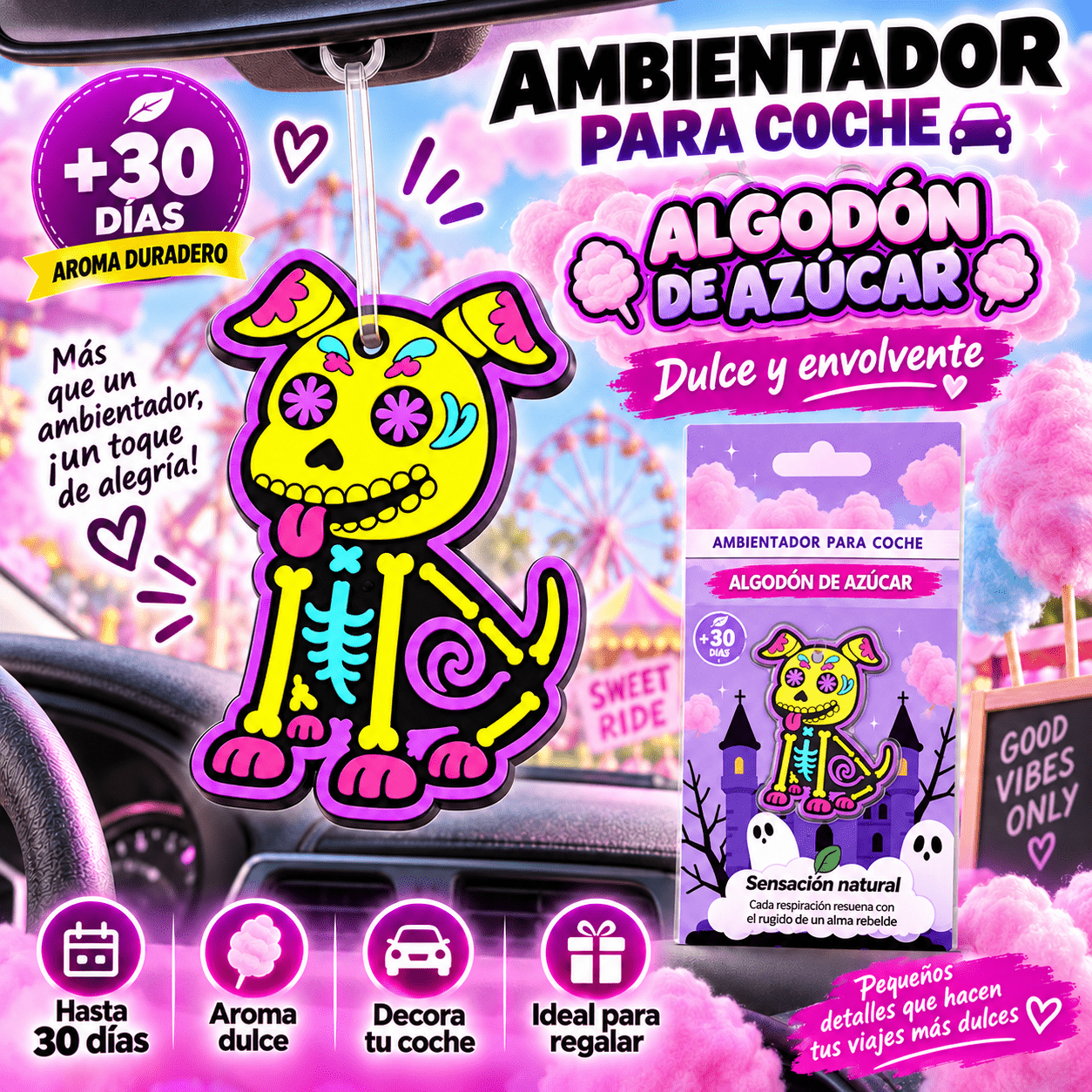 TEMU Temática de Halloween.Ambientador Coche Rejilla con Clip, Perfume para Coche, Difusor de Auto, Ambientador Duradero 30 Días, 4 Aromas Cítrico