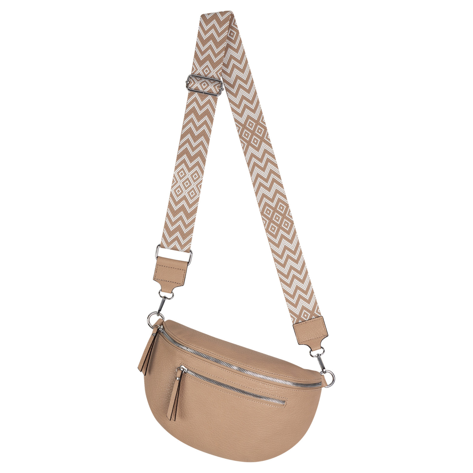 Image of Fanny Pack Shoulder Bag Crossbody Bag Hip Bag Faux Leather Italy Design Khaki-w