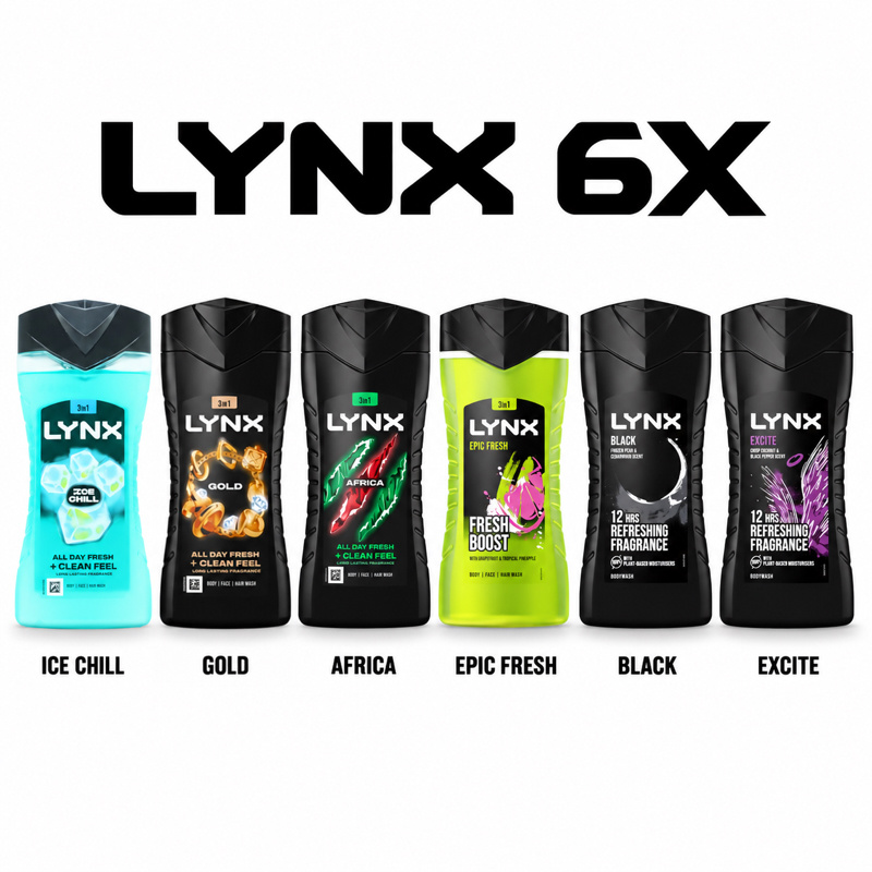 TEMU Lynx Shower Gel Gift Set 6-pack 6 X 225ml – , , Africa, Fresh, Black & – 1