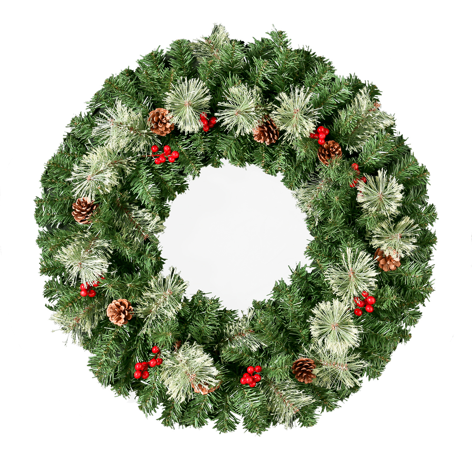 Image of 1pc Artificial Fir Garland, 180cm Garland With Red Berries And Fir Cones, Christmas Decoration For Stairs, Door