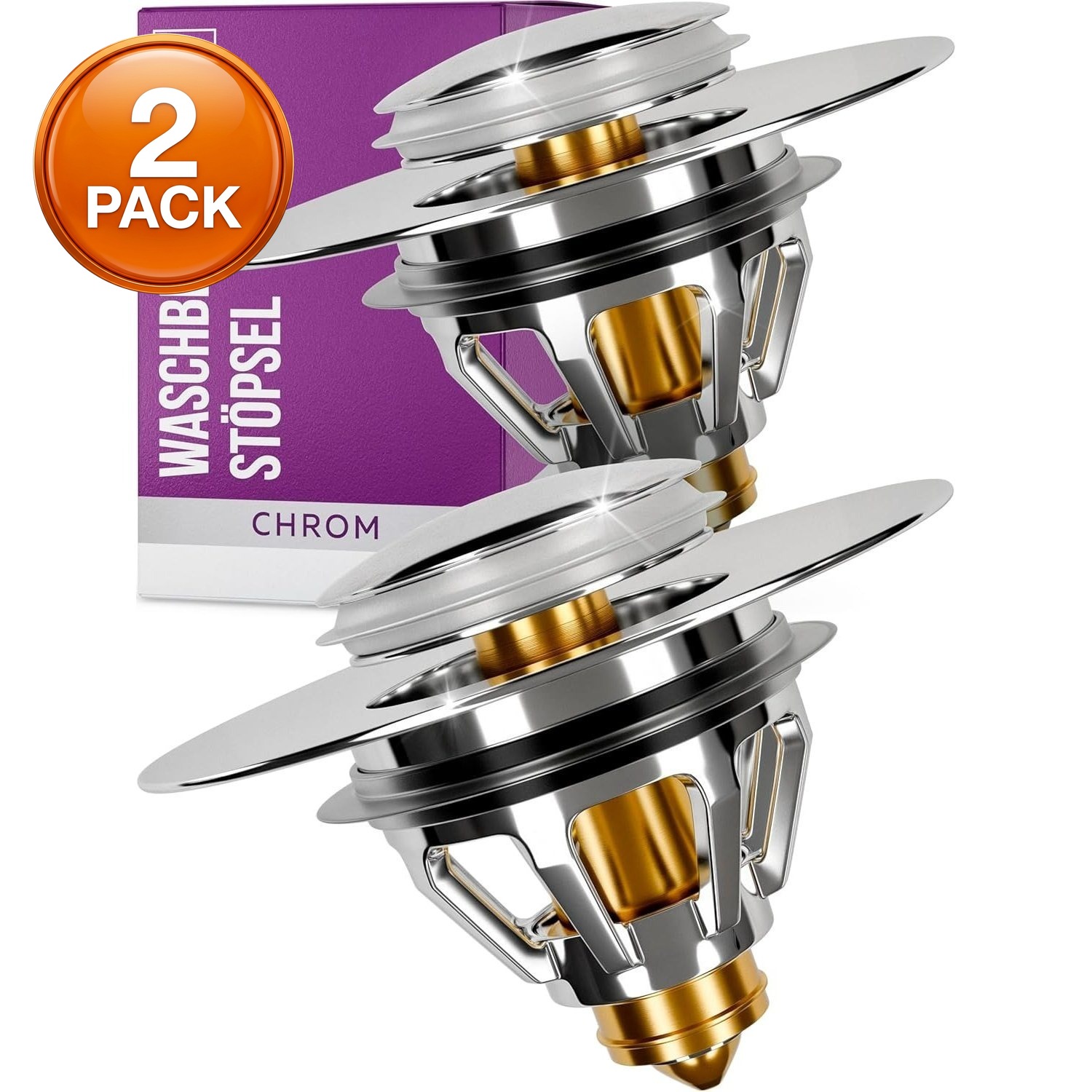 Image of Pop-up Sink Stopper 34–38 Mm, 2-piece Set, Drain Fitting With Drain Strainer, Stainless Steel Sink Plug, Hair Catcher, Universal Bathroom Sink Stopper