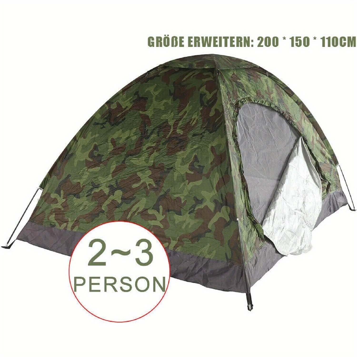 Image of 2-3 Person 200x150x110cm Throw Tent Camping Dome Tent Camouflage Hiking Tent Camping Tent With Carrying Bag For Camping Travel Trekking
